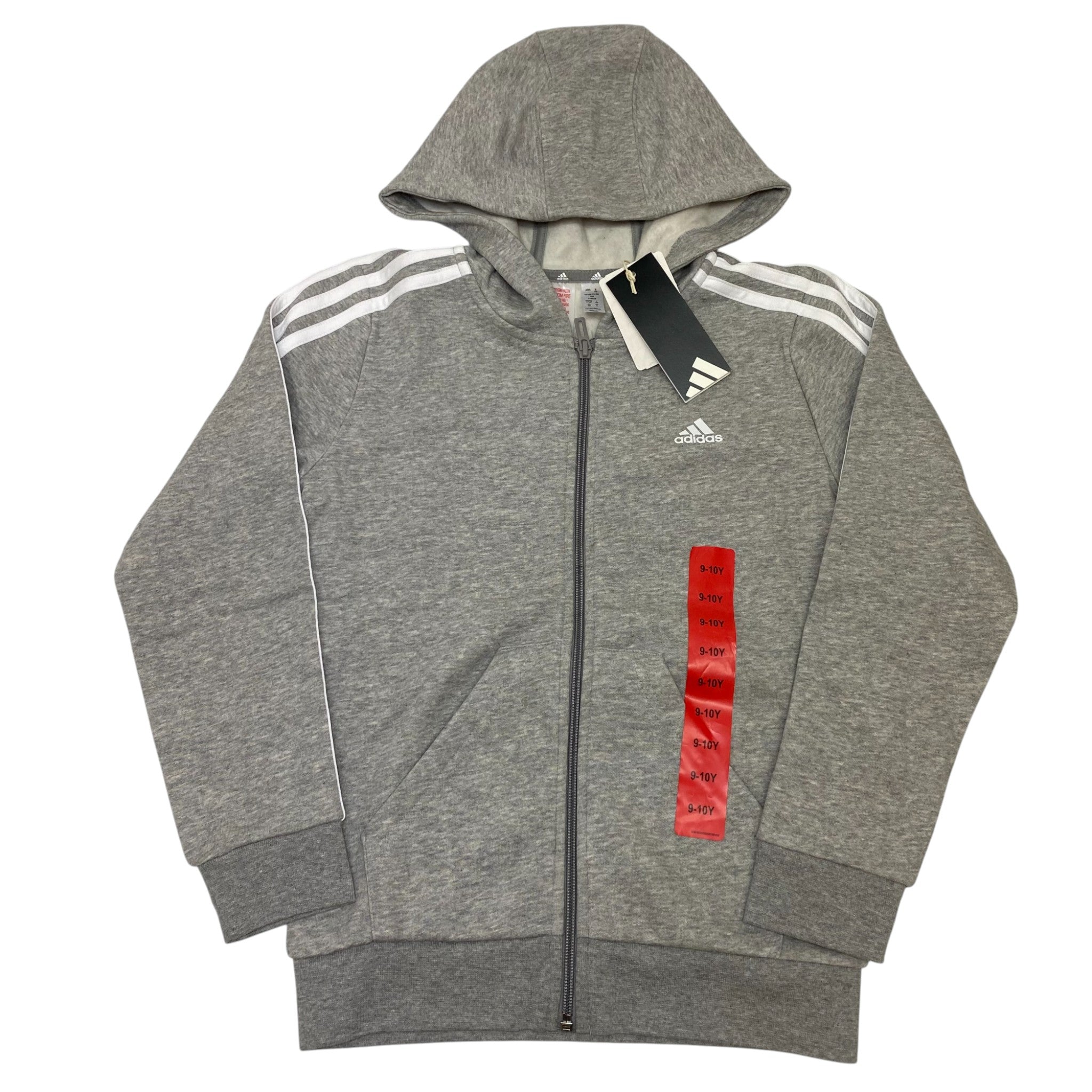 Adidas 3 Stripe Full Zip Hooded Top - 9-10Y SIZE - 10