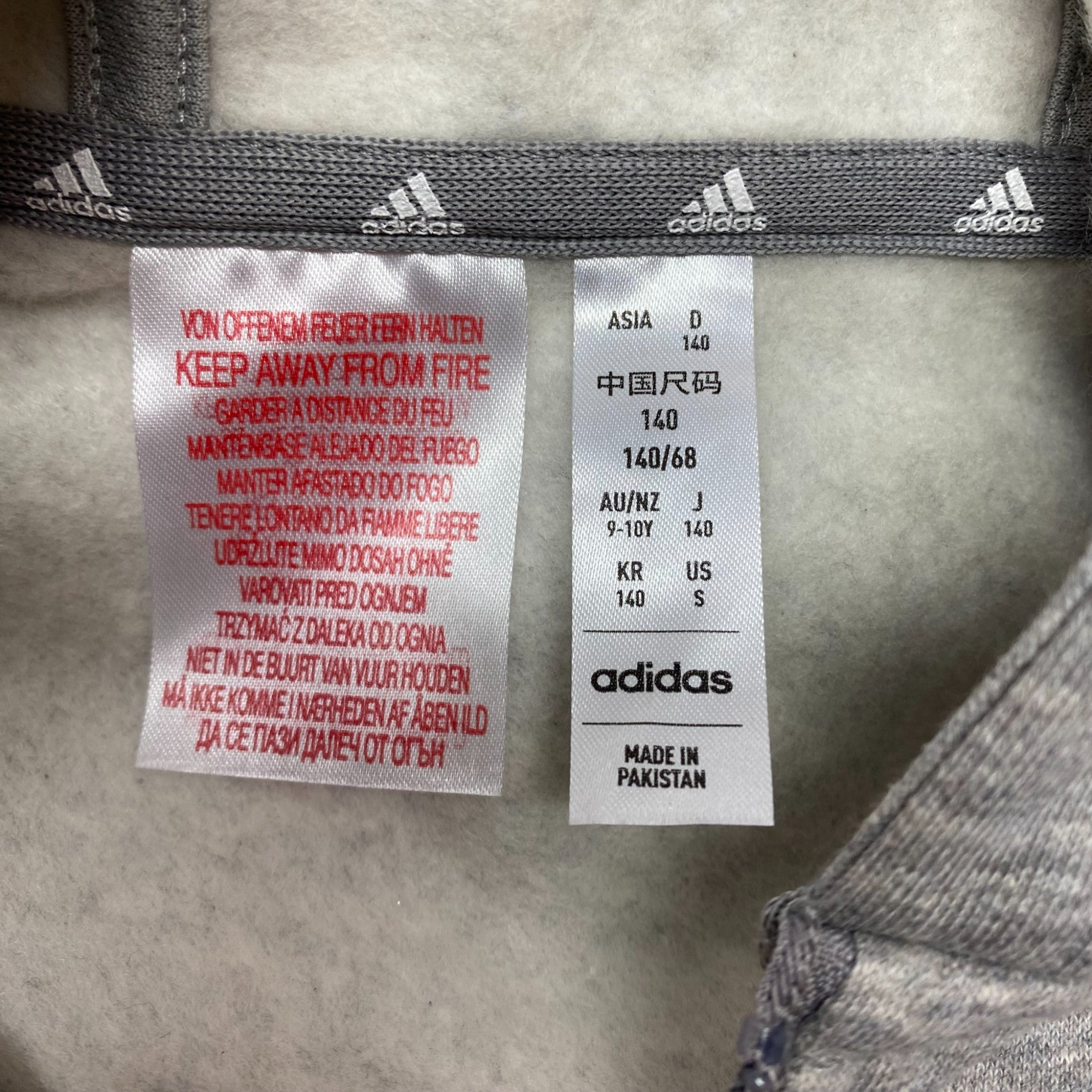 Adidas 3 Stripe Full Zip Hooded Top - 9-10Y SIZE - 10