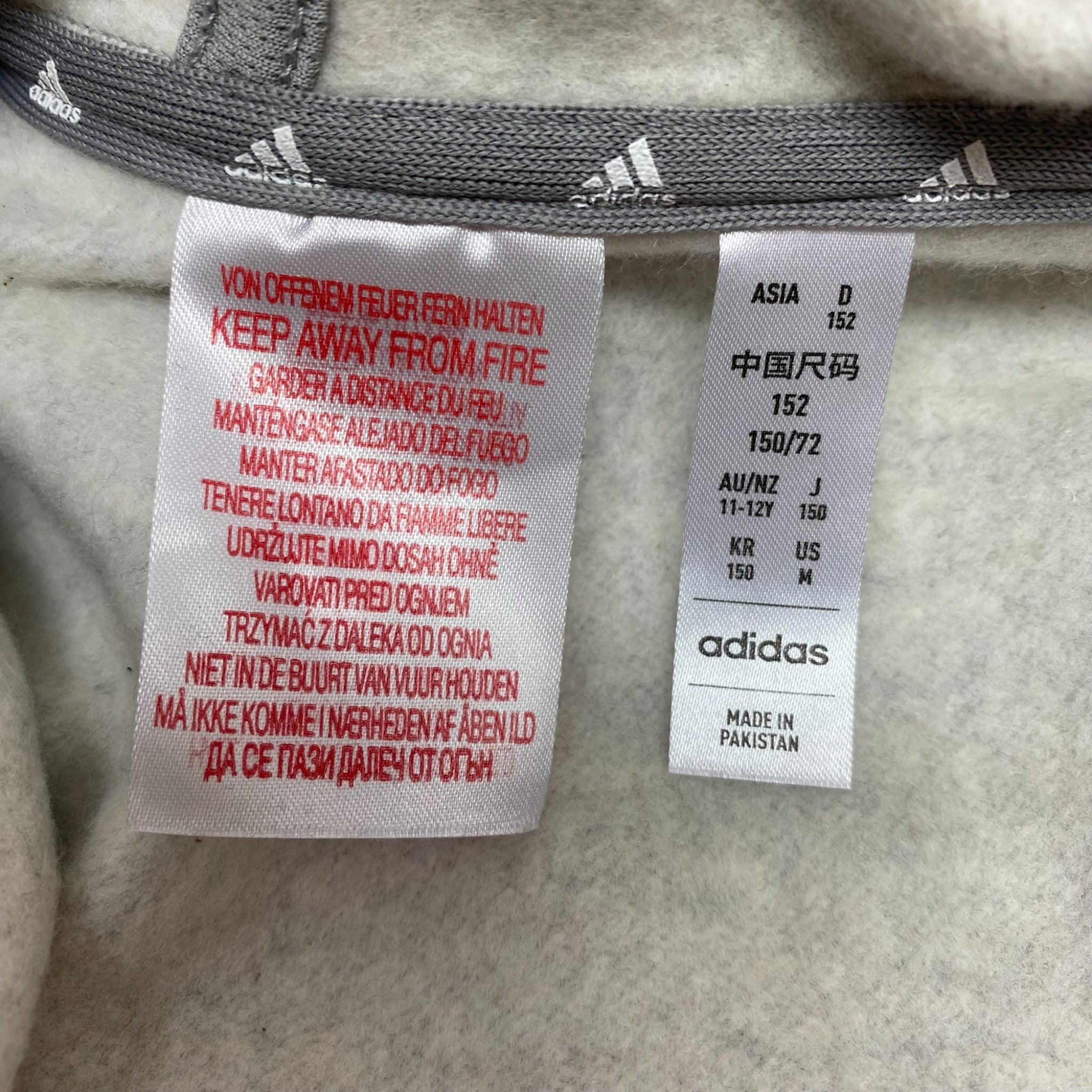 Adidas 3 Stripe Full Zip Hooded Top - 11-12Y SIZE - 12