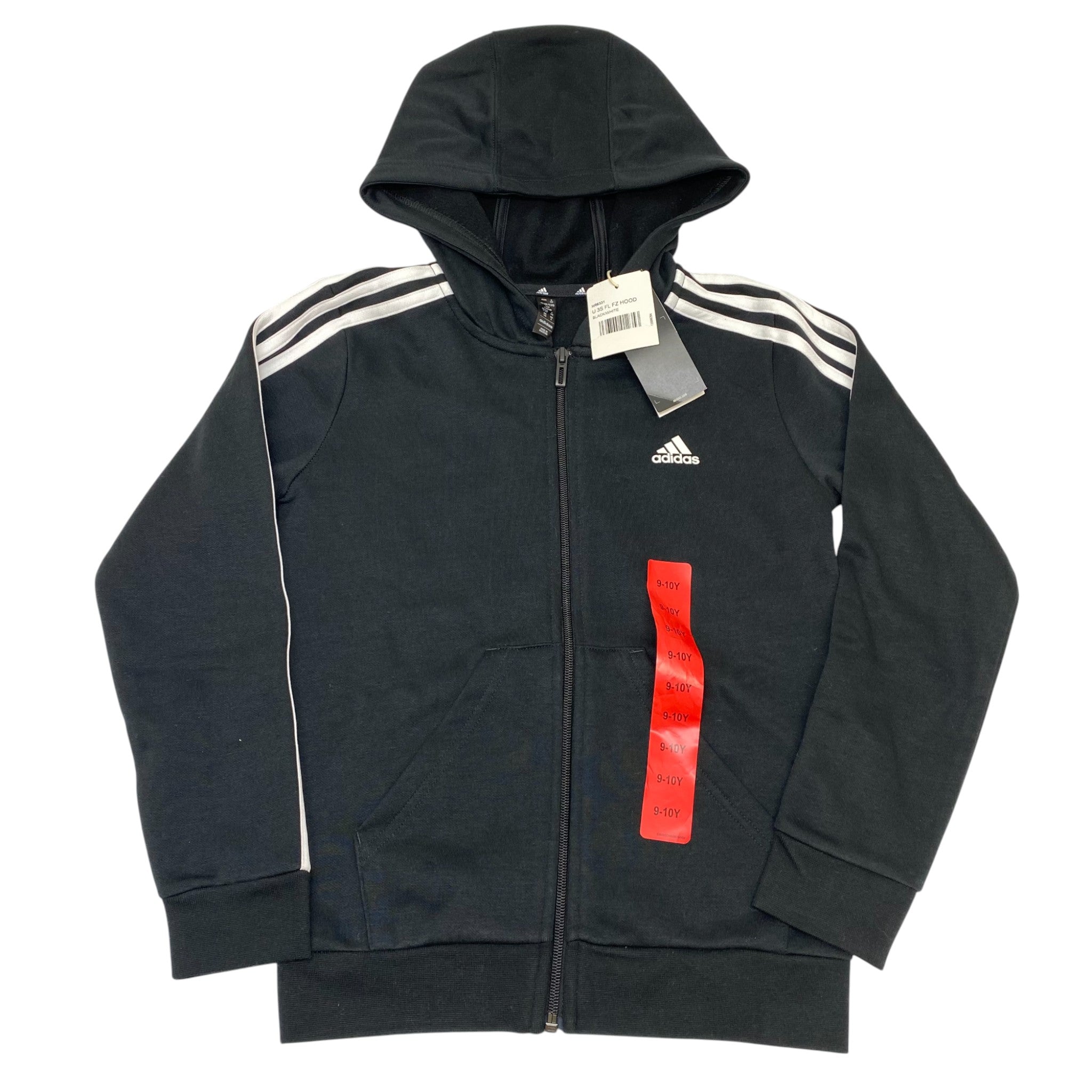 Adidas 3 Stripe Full Zip Hooded Top - 9-10Y SIZE - 10