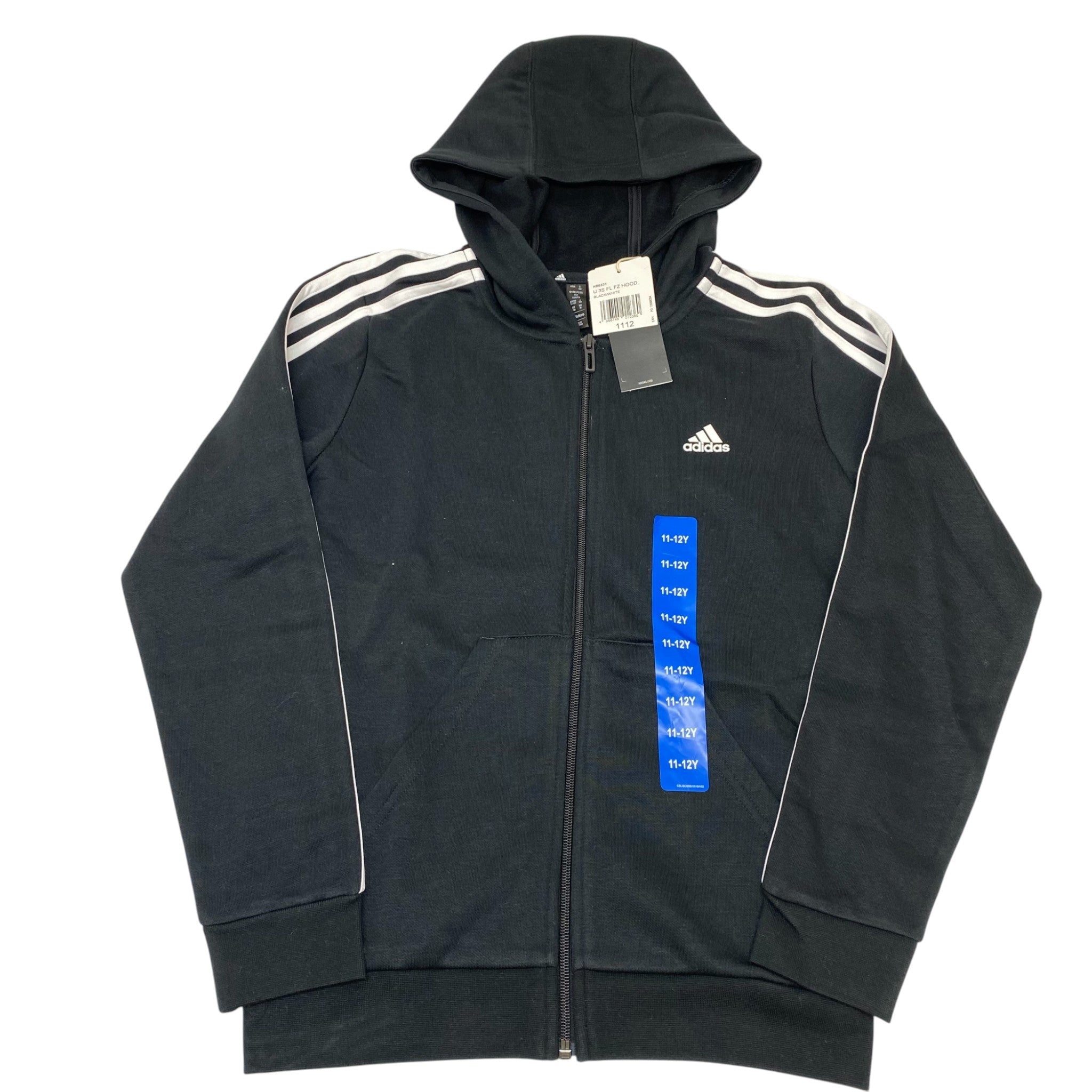 Adidas 3 Stripe Full Zip Hooded Top - 11-12Y SIZE - 12