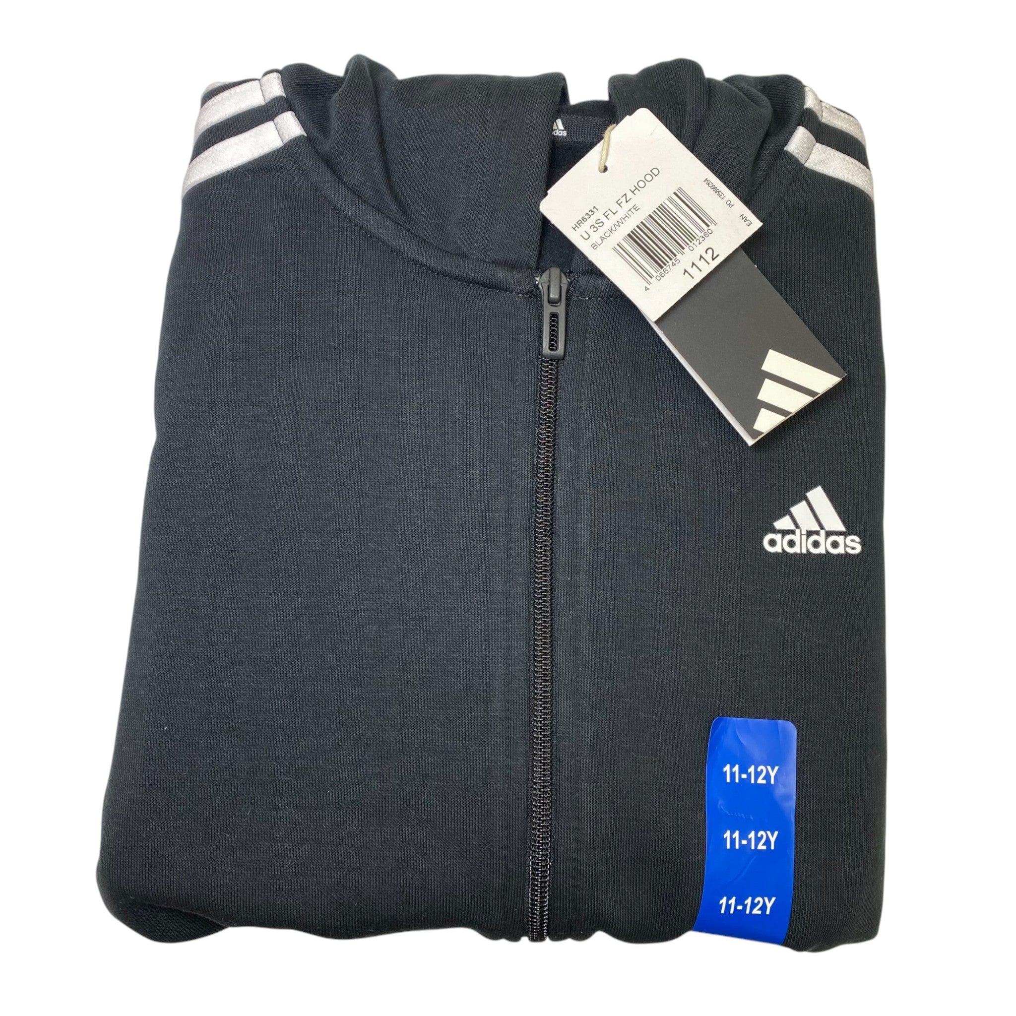 Adidas 3 Stripe Full Zip Hooded Top - 11-12Y SIZE - 12