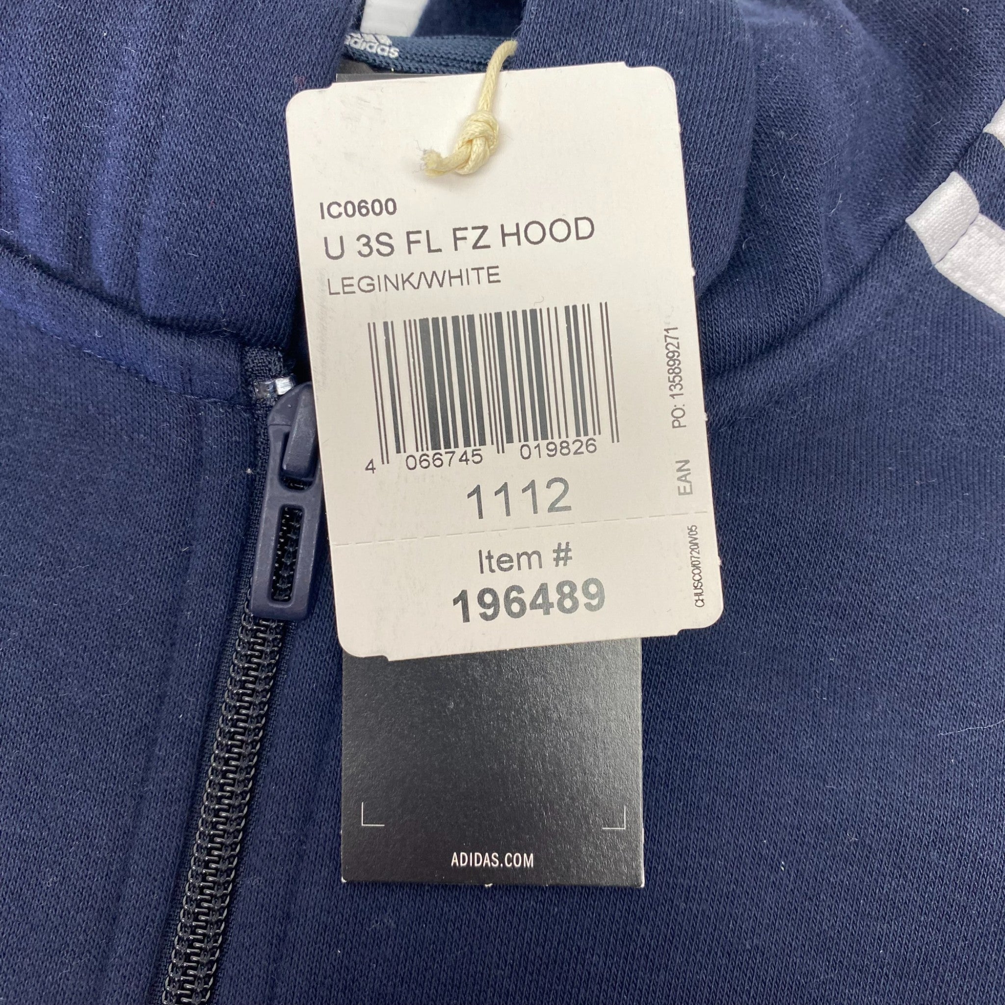 Adidas 3 Stripe Full Zip Hooded Top - 11-12Y SIZE - 12