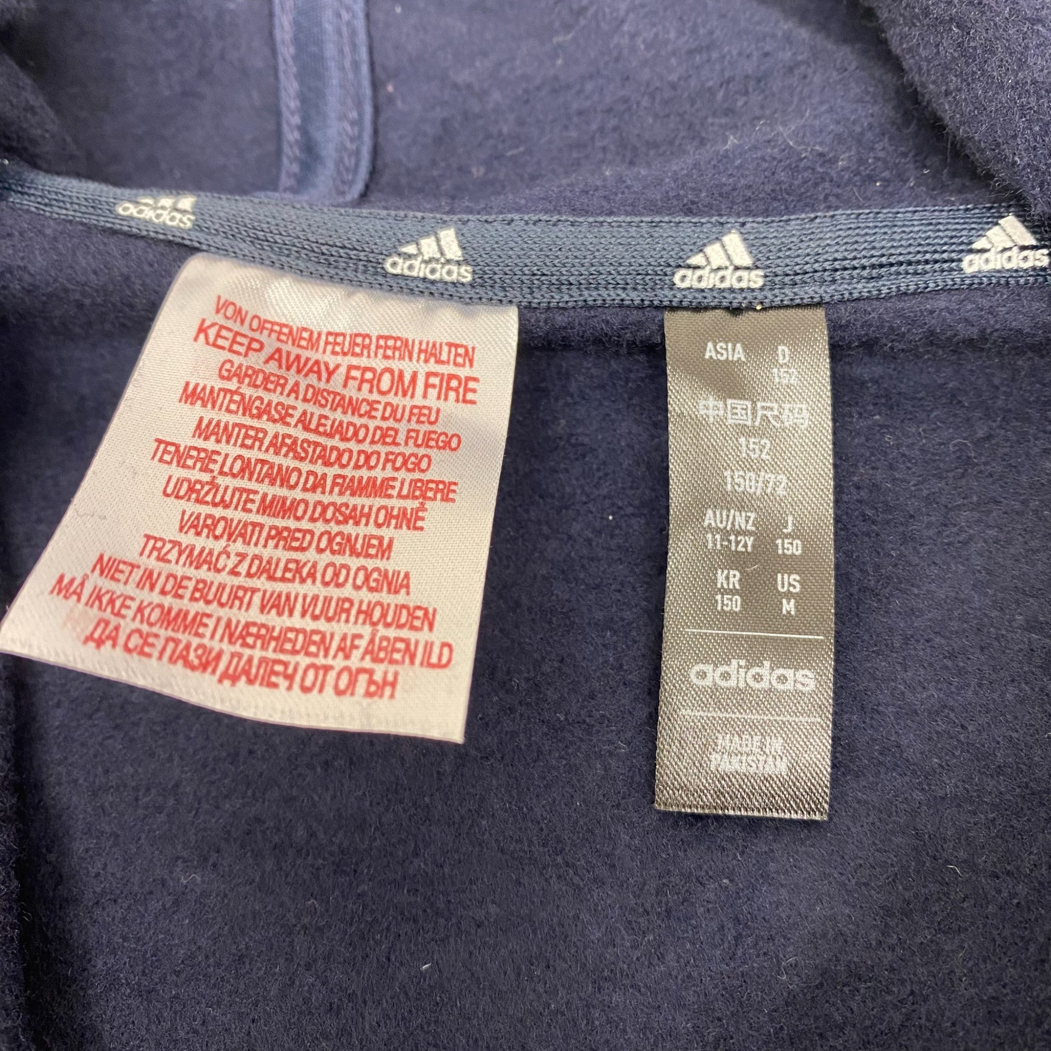 Adidas 3 Stripe Full Zip Hooded Top - 11-12Y SIZE - 12
