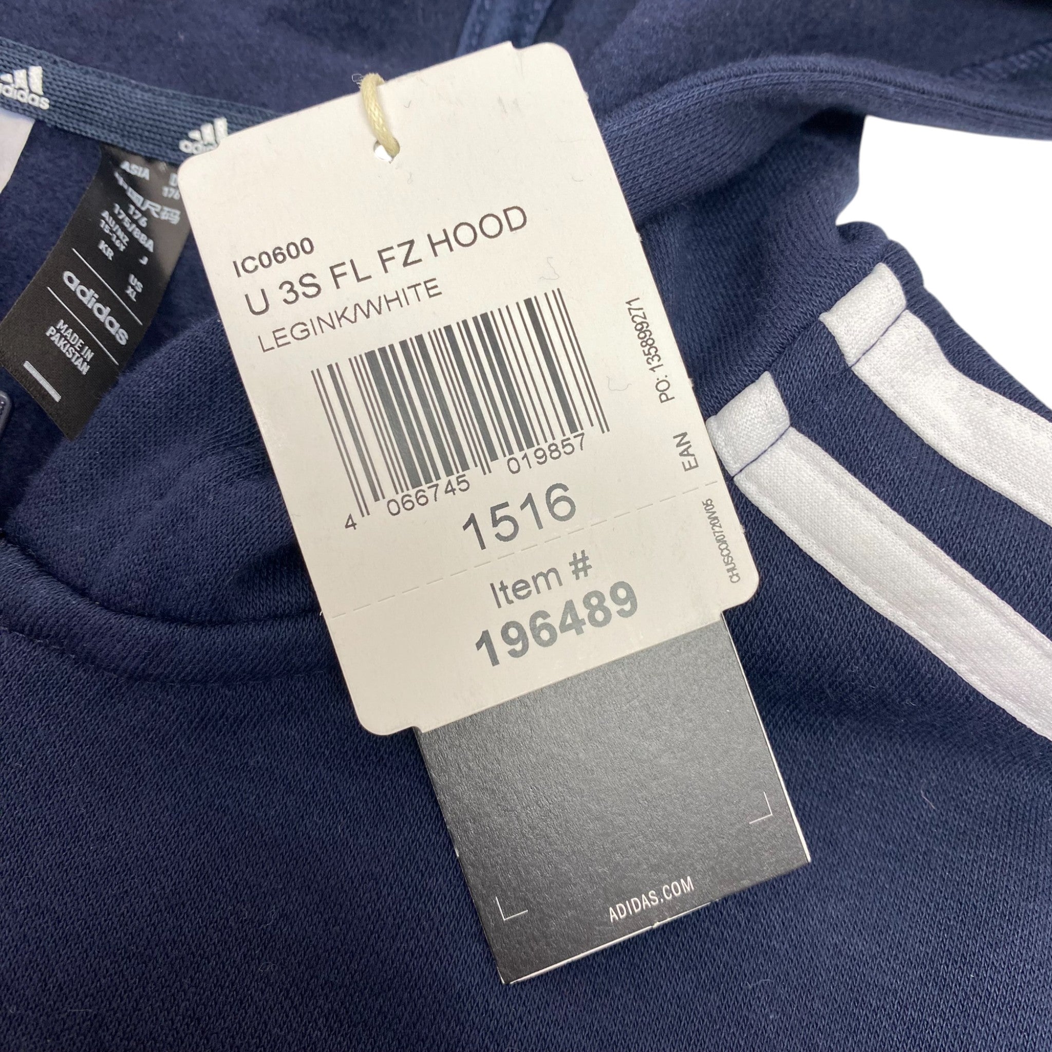 Adidas 3 Stripe Full Zip Hooded Top - 15-16Y SIZE - 16