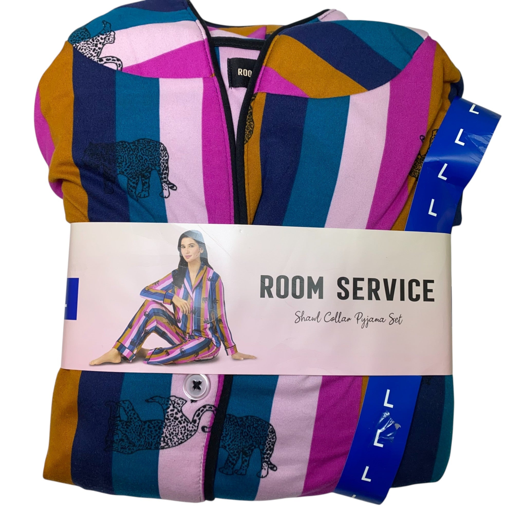 Room Service Women's Shawl Collar Pyjama Set SIZE - Large