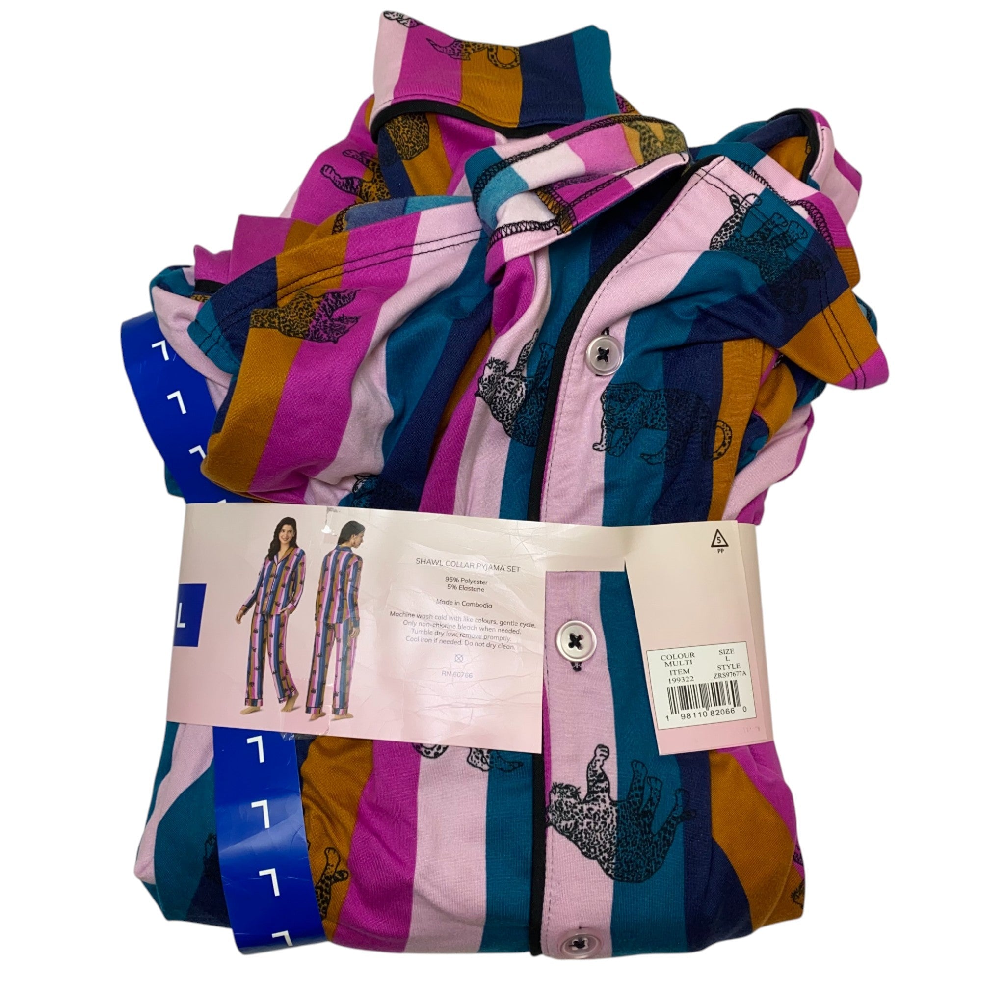 Room Service Women's Shawl Collar Pyjama Set SIZE - Large