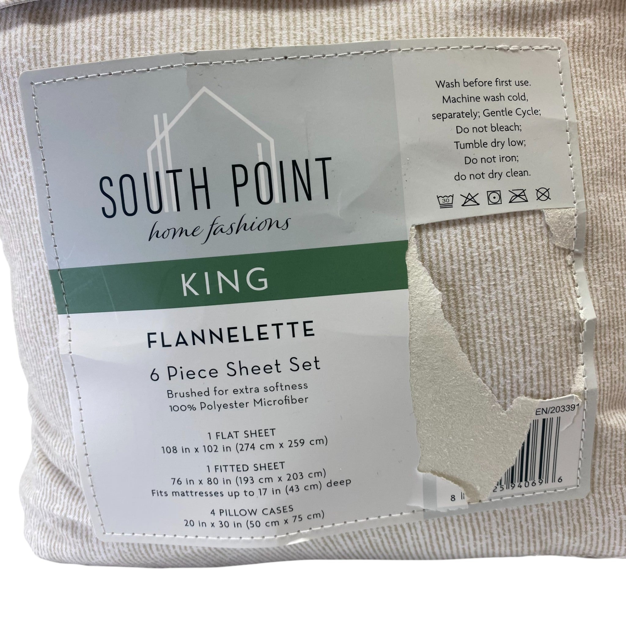 South Point Home Fashions Flannelette 4-Piece Sheet Set - King