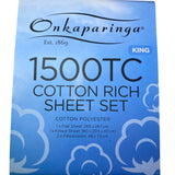 Onkaparinga Cotton Rich 1500 Thread Count Sheet King 4 Piece Set - Grey