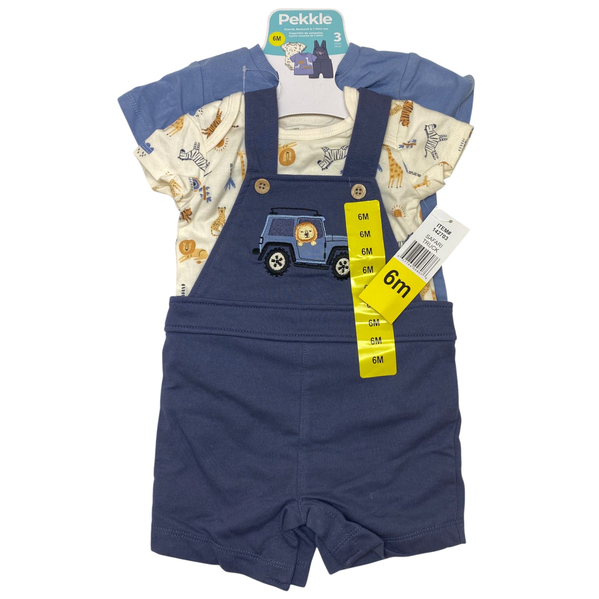 Pekkle Baby 3 Piece Clothing Set - Safari Truck 6M