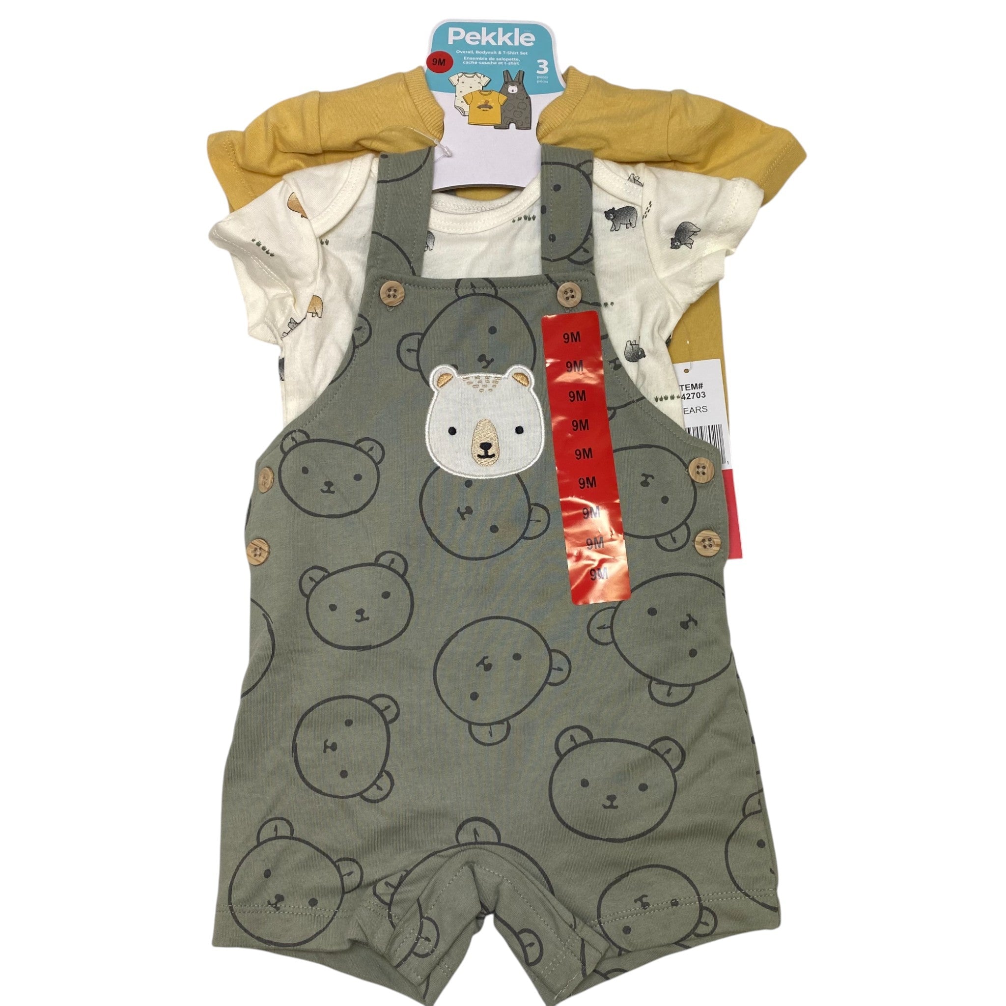 Pekkle Baby 3 Piece Clothing Set - Bears 9M