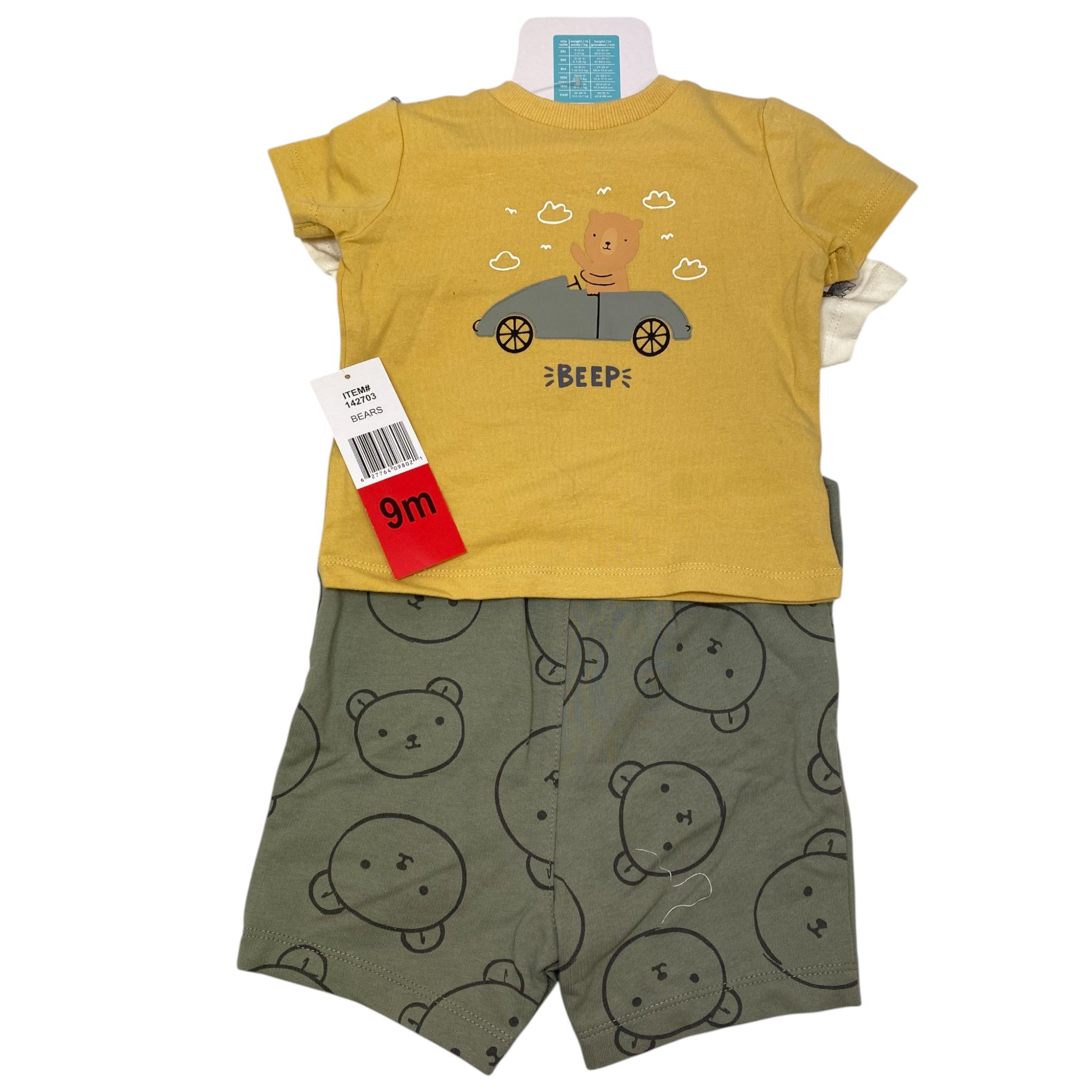 Pekkle Baby 3 Piece Clothing Set - Bears 9M