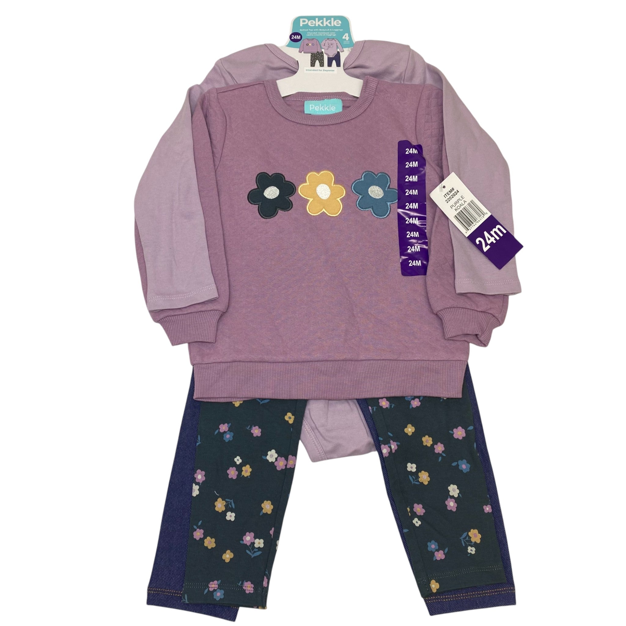 Pekkle Girls 4 Piece Clothing Set - Purple Koala 24M