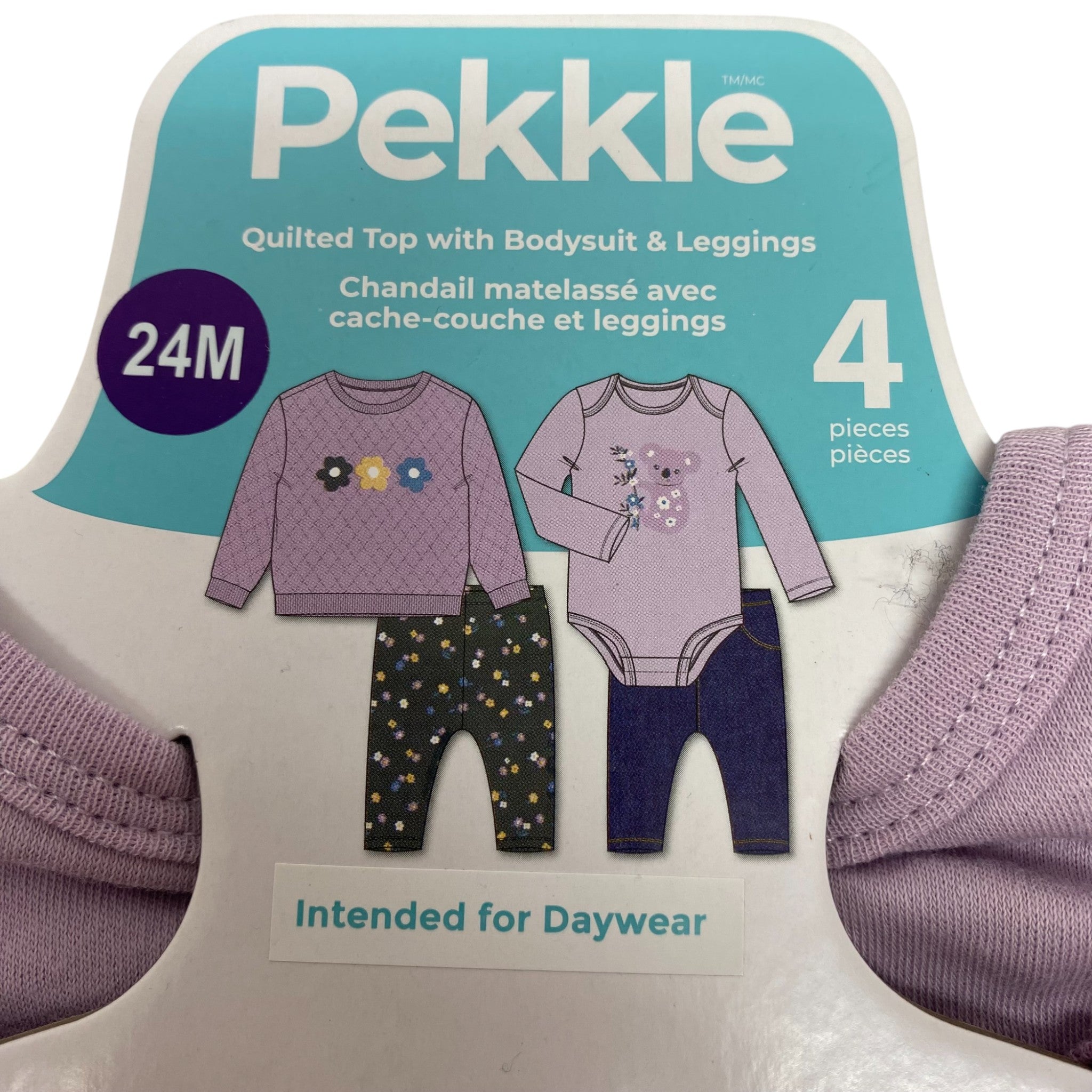 Pekkle Girls 4 Piece Clothing Set - Purple Koala 24M