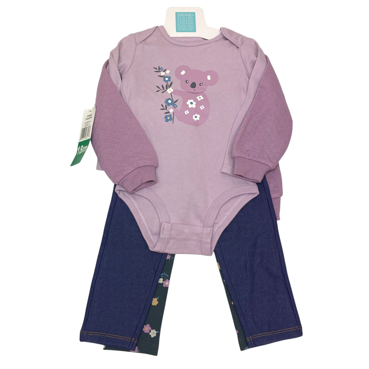 Pekkle Girls 4 Piece Clothing Set - Purple Koala 18M