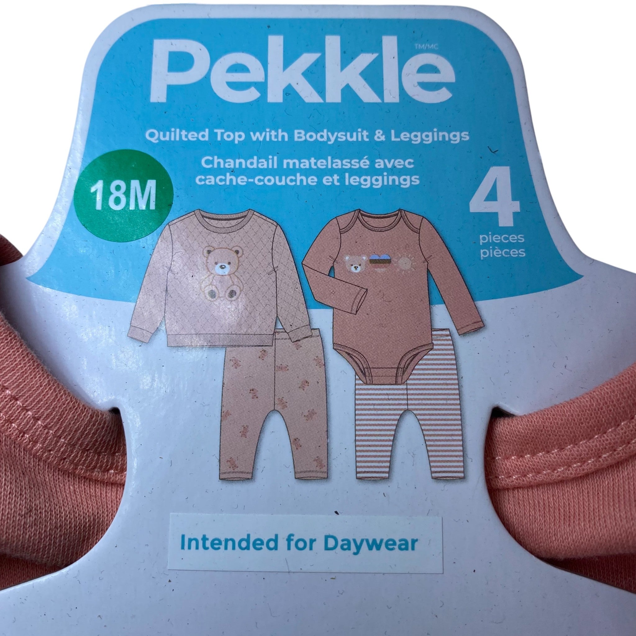 Pekkle Baby 4 Piece Clothing Set - Coral Bear 18M