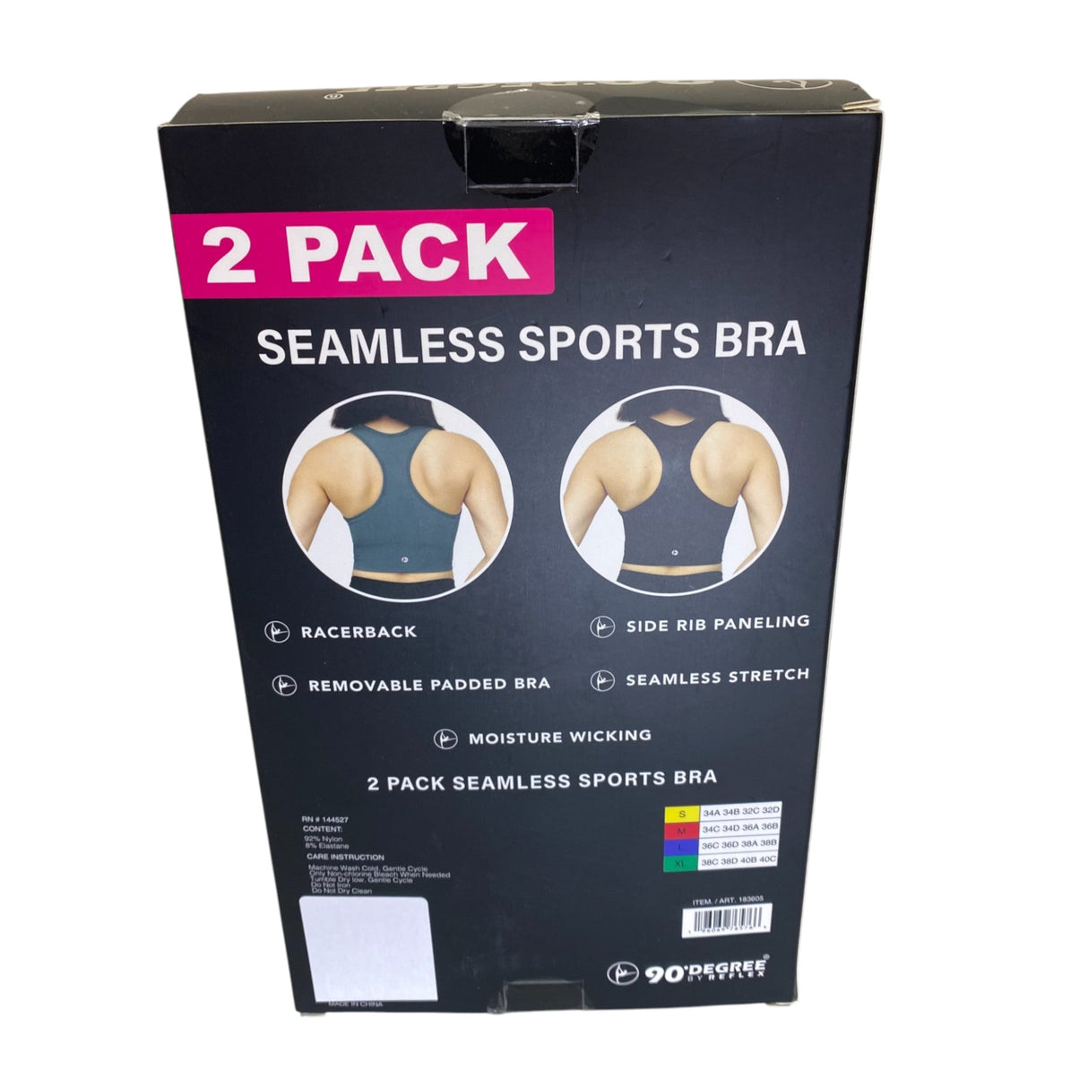 90 Degree By Reflex Women's Sports Bra 2 Pack SIZE - Large