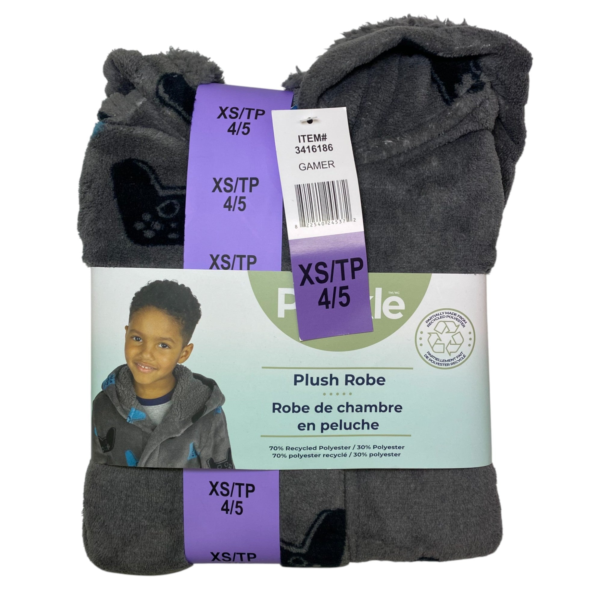 Pekkle Boys Plush Robe - Gamer SIZE - Extra Small