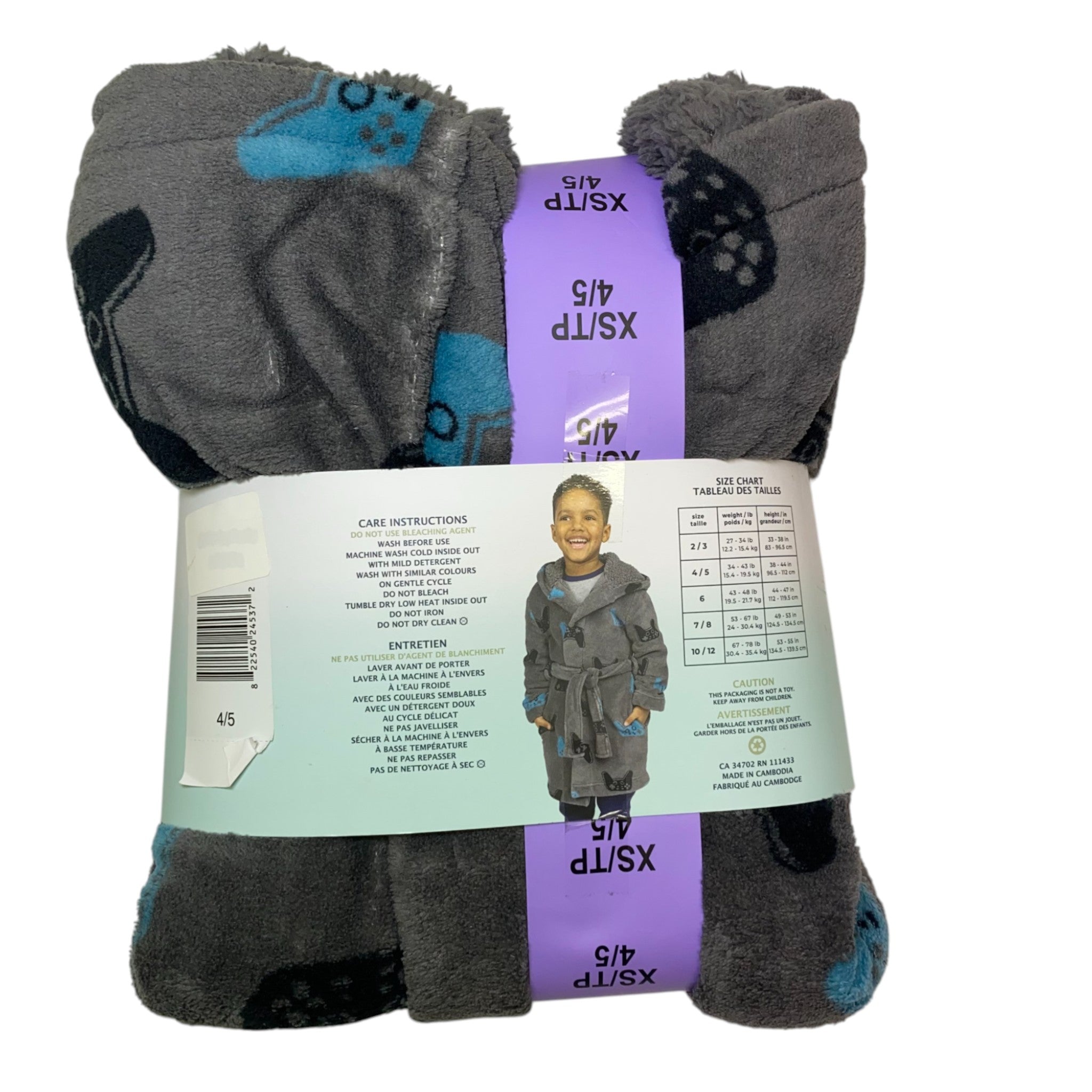Pekkle Boys Plush Robe - Gamer SIZE - Extra Small
