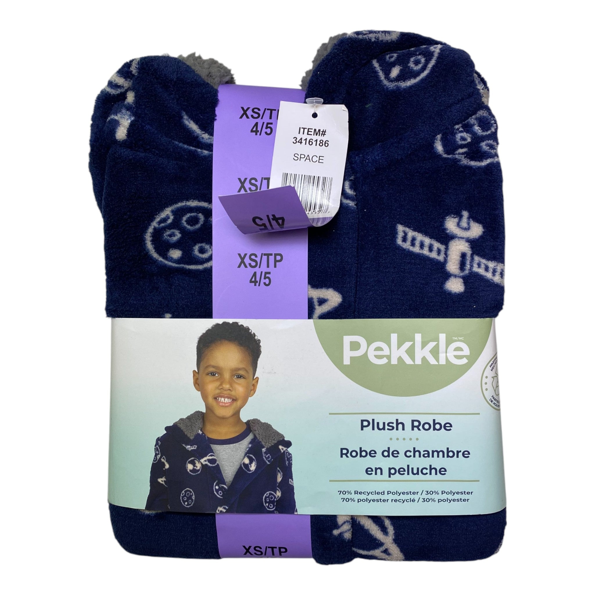 Pekkle Boys Plush Robe - Space SIZE - Extra Small