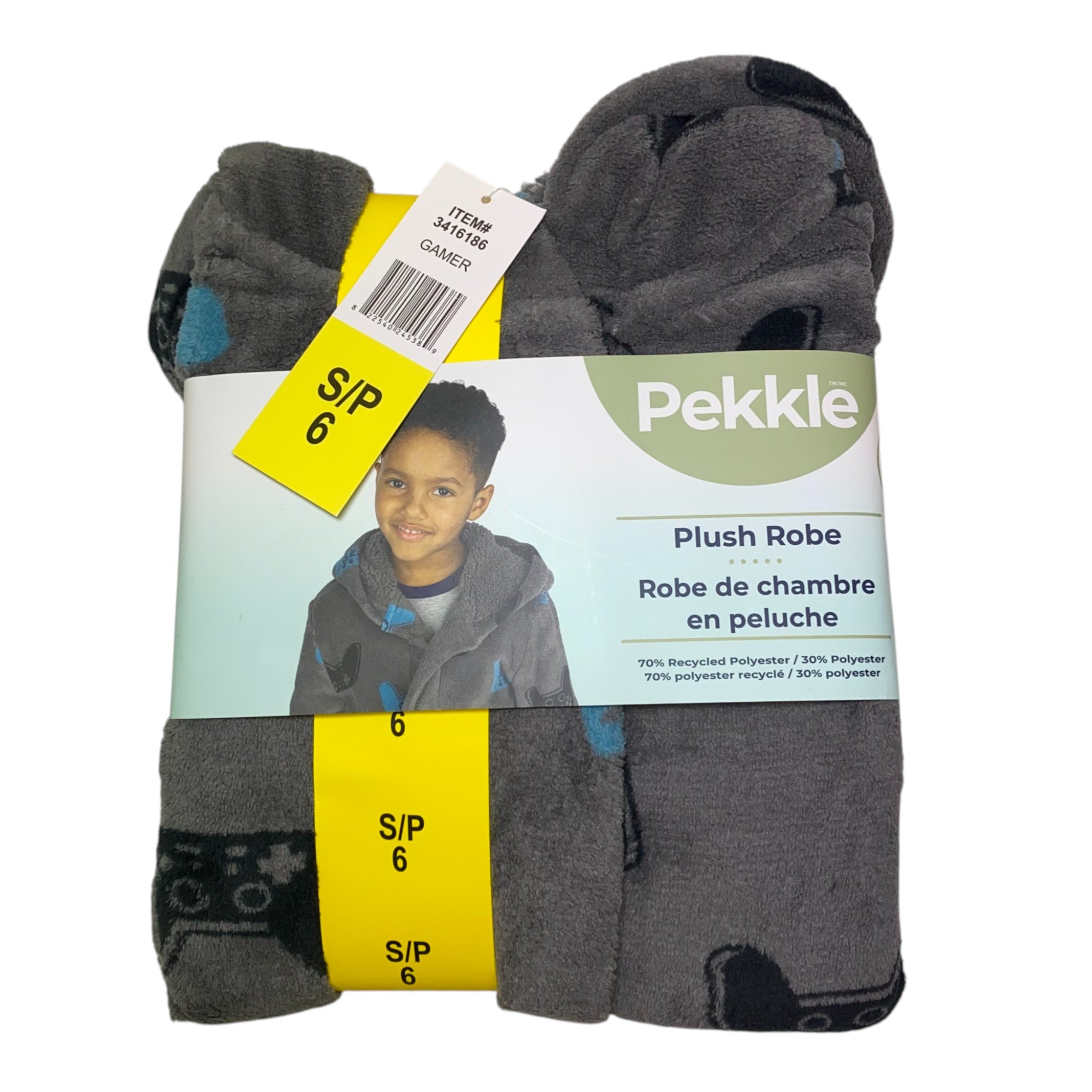 Pekkle Boys Plush Robe - Gamer SIZE - Small
