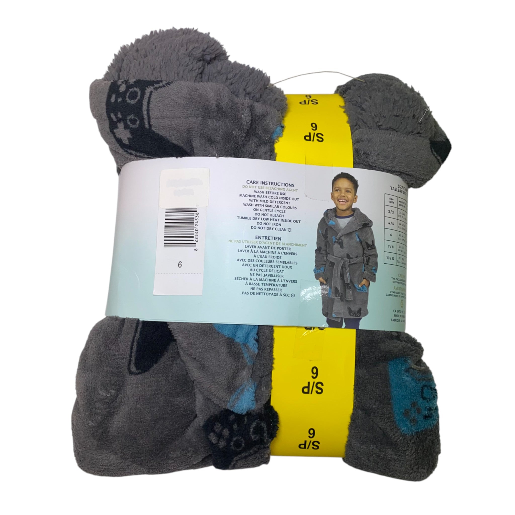 Pekkle Boys Plush Robe - Gamer SIZE - Small