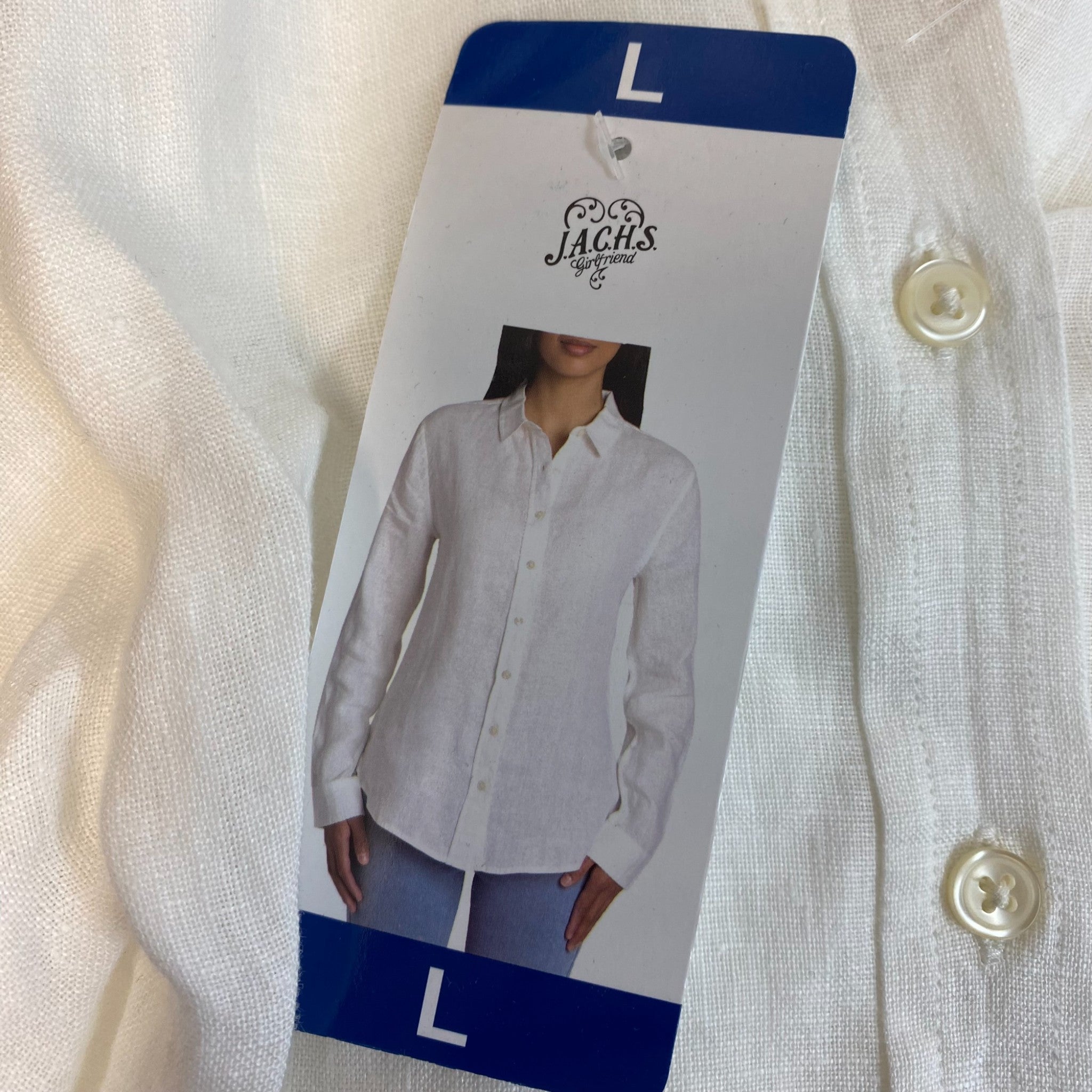 Jachs Women's Girlfriend Button Collar Shirt - White SIZE - Large
