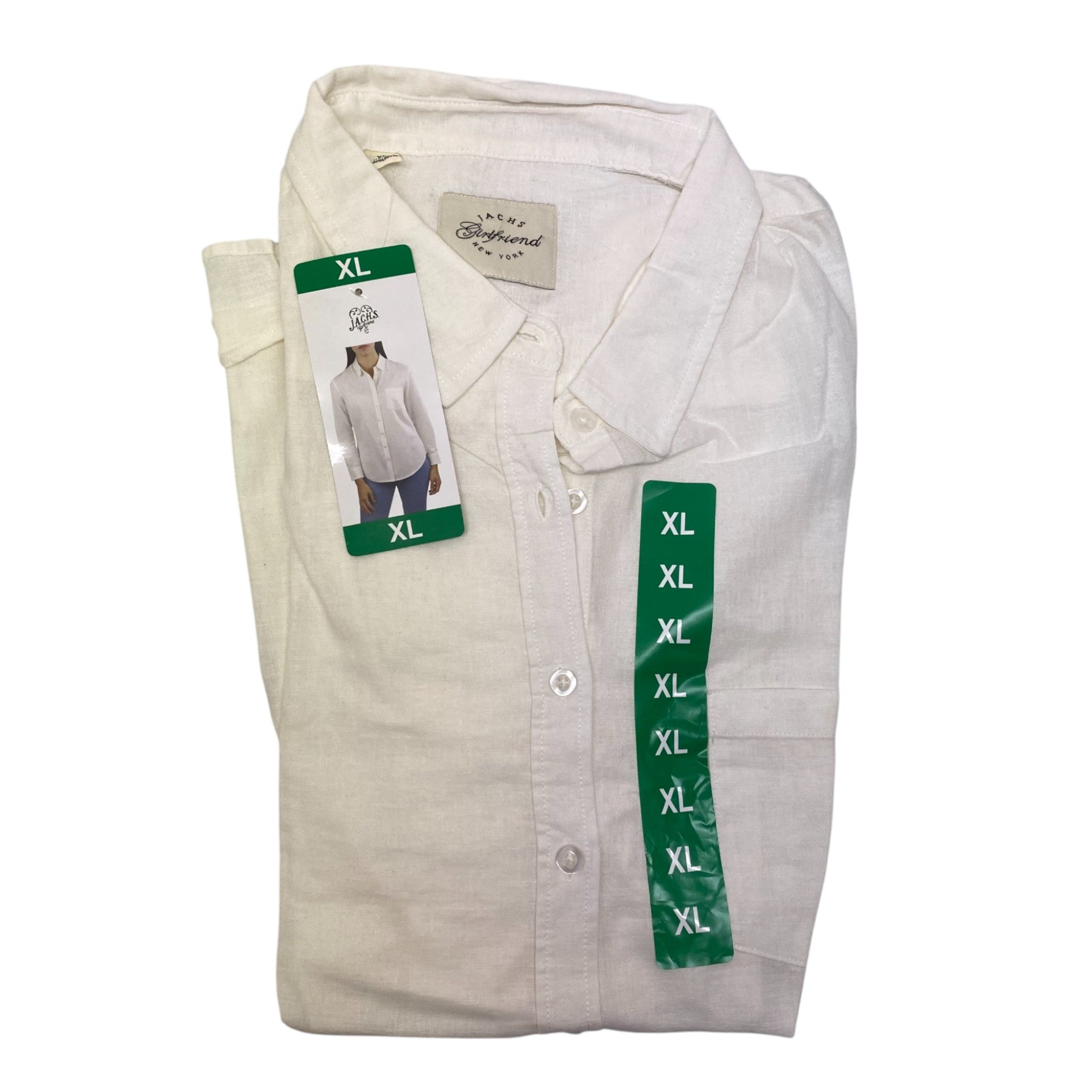 Jachs Women's Girlfriend Button Collar Shirt - White SIZE - Extra Large