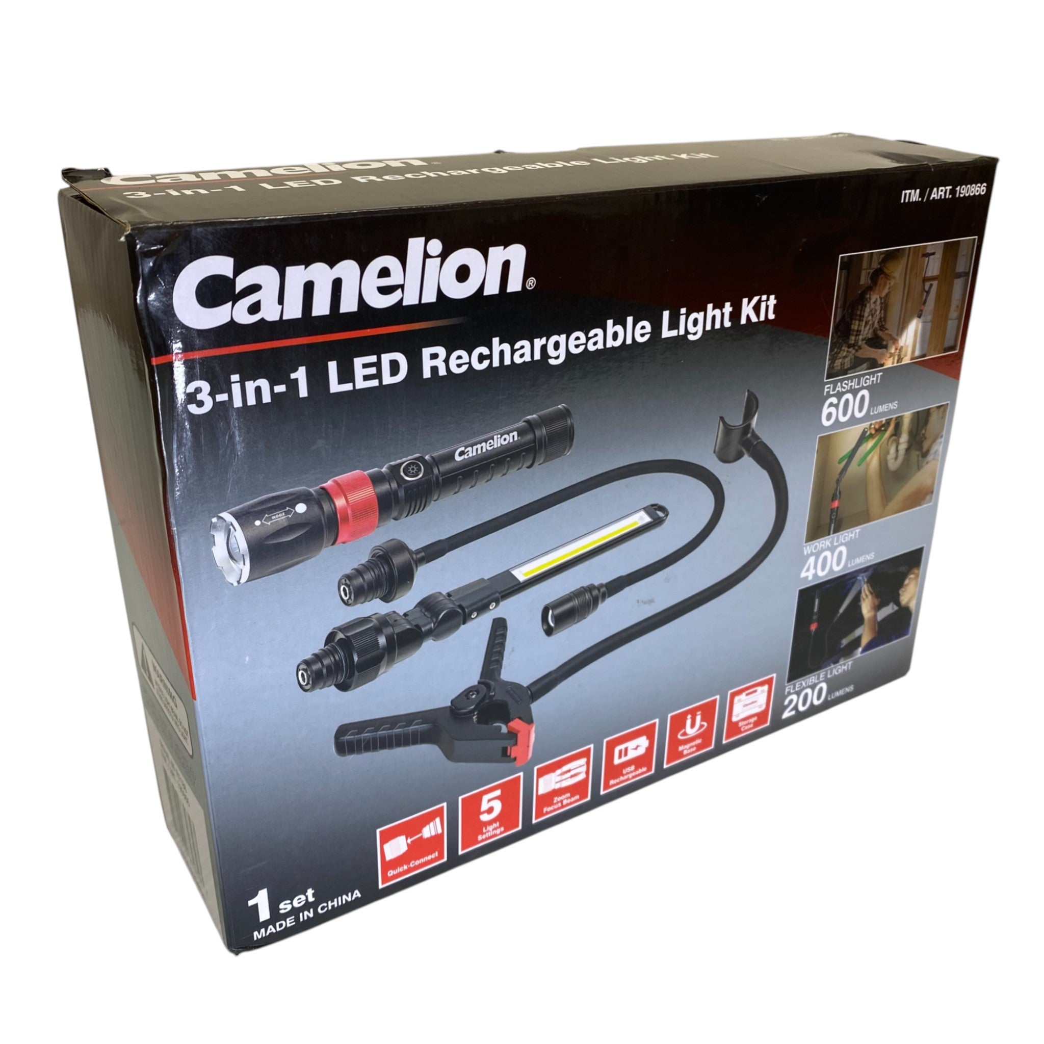 Camelion Rechargeable 2 In 1 Flashlight Kit