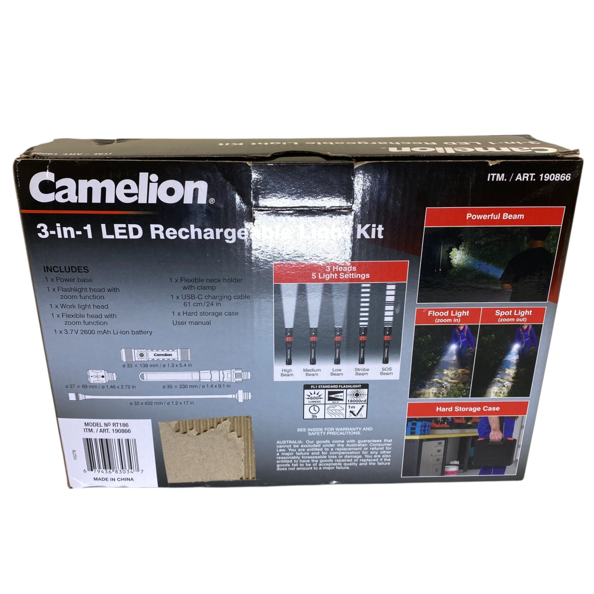 Camelion Rechargeable 2 In 1 Flashlight Kit