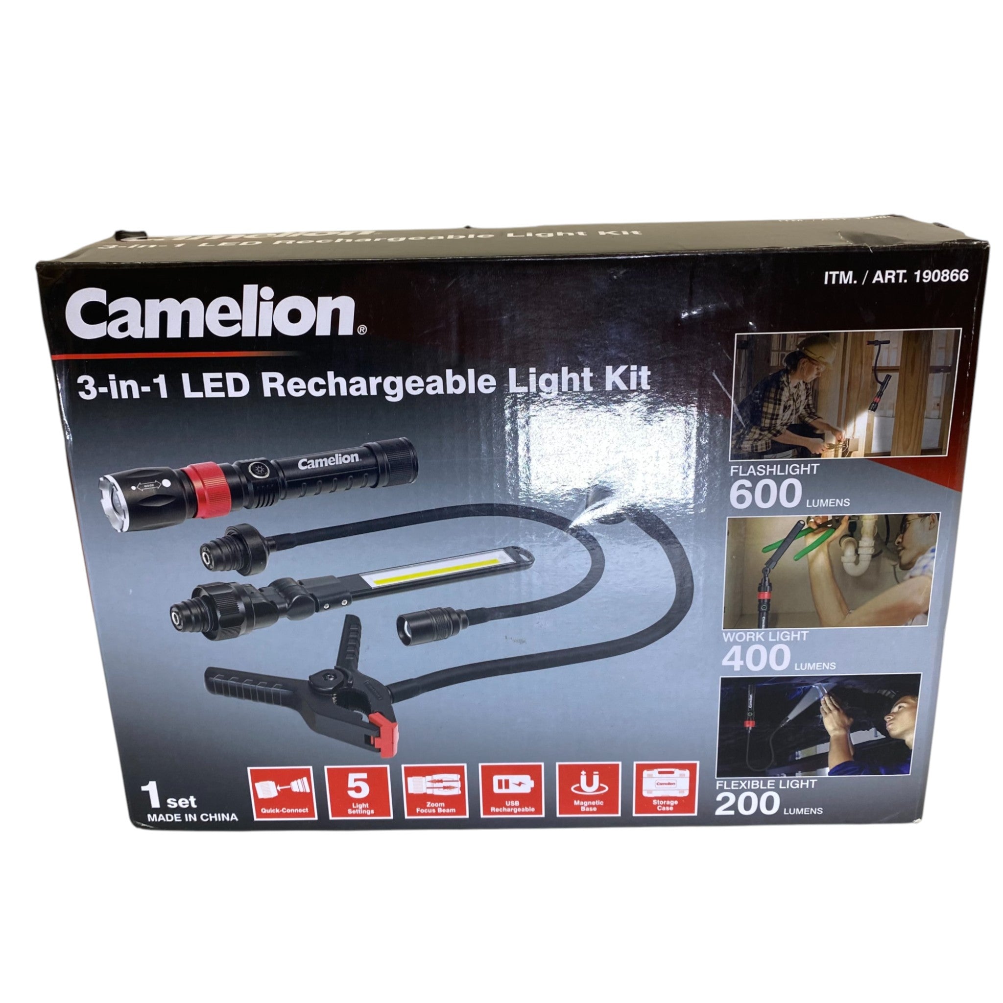 Camelion Rechargeable 2 In 1 Flashlight Kit
