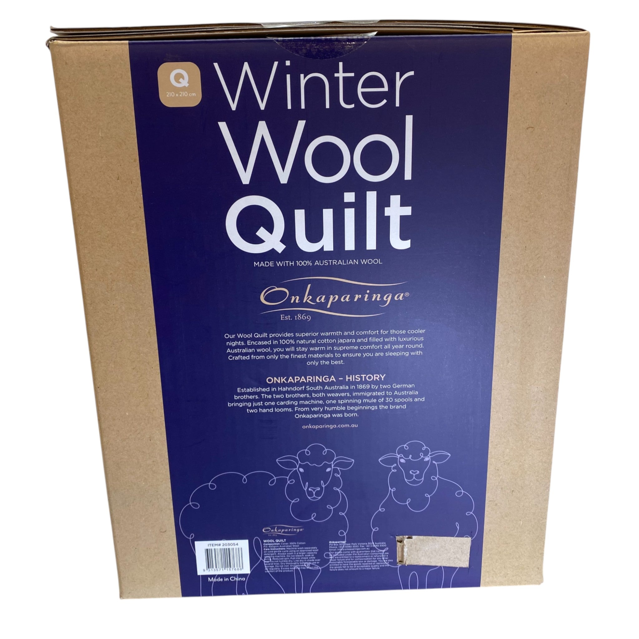 Onkaparinga Washable Winter Wool Quilt - Queen