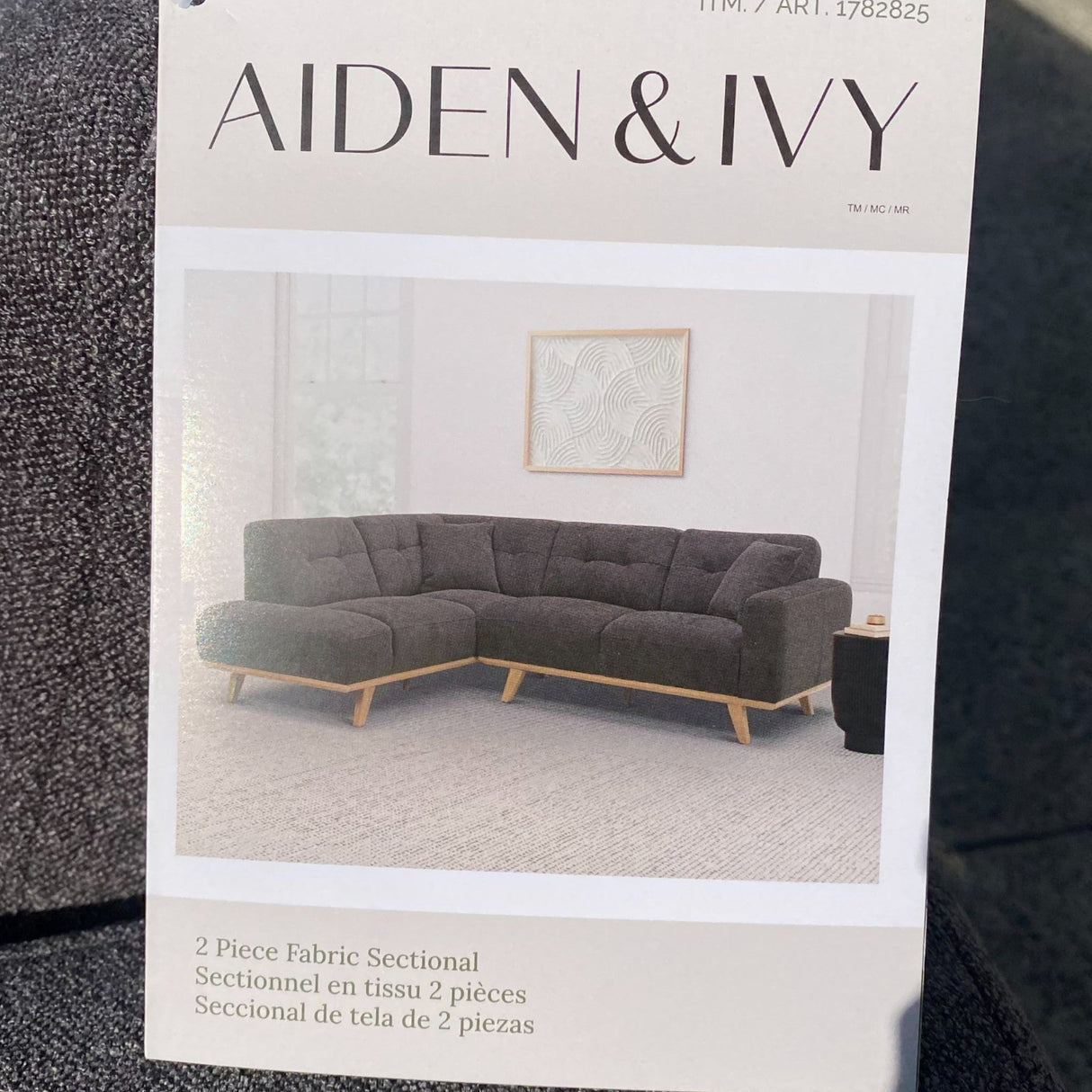 Aiden & Ivy 2 Piece L-Shaped Fabric Sectional Loungesuite