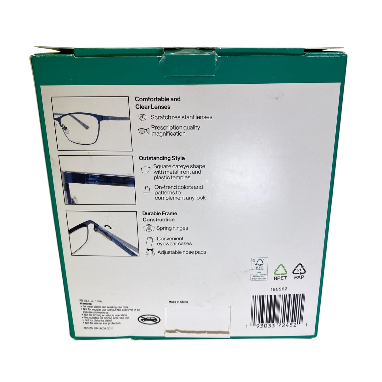 Foster Grant 3x Reading Glasses +2.00