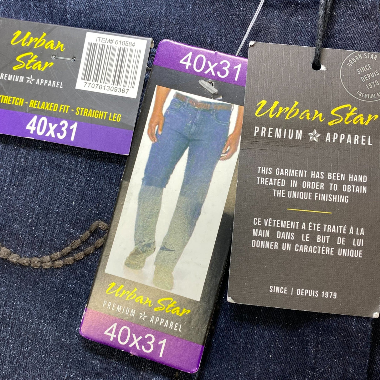 Urban Star Men's Relaxed Fit Straight Leg Jeans SIZE - 40x31