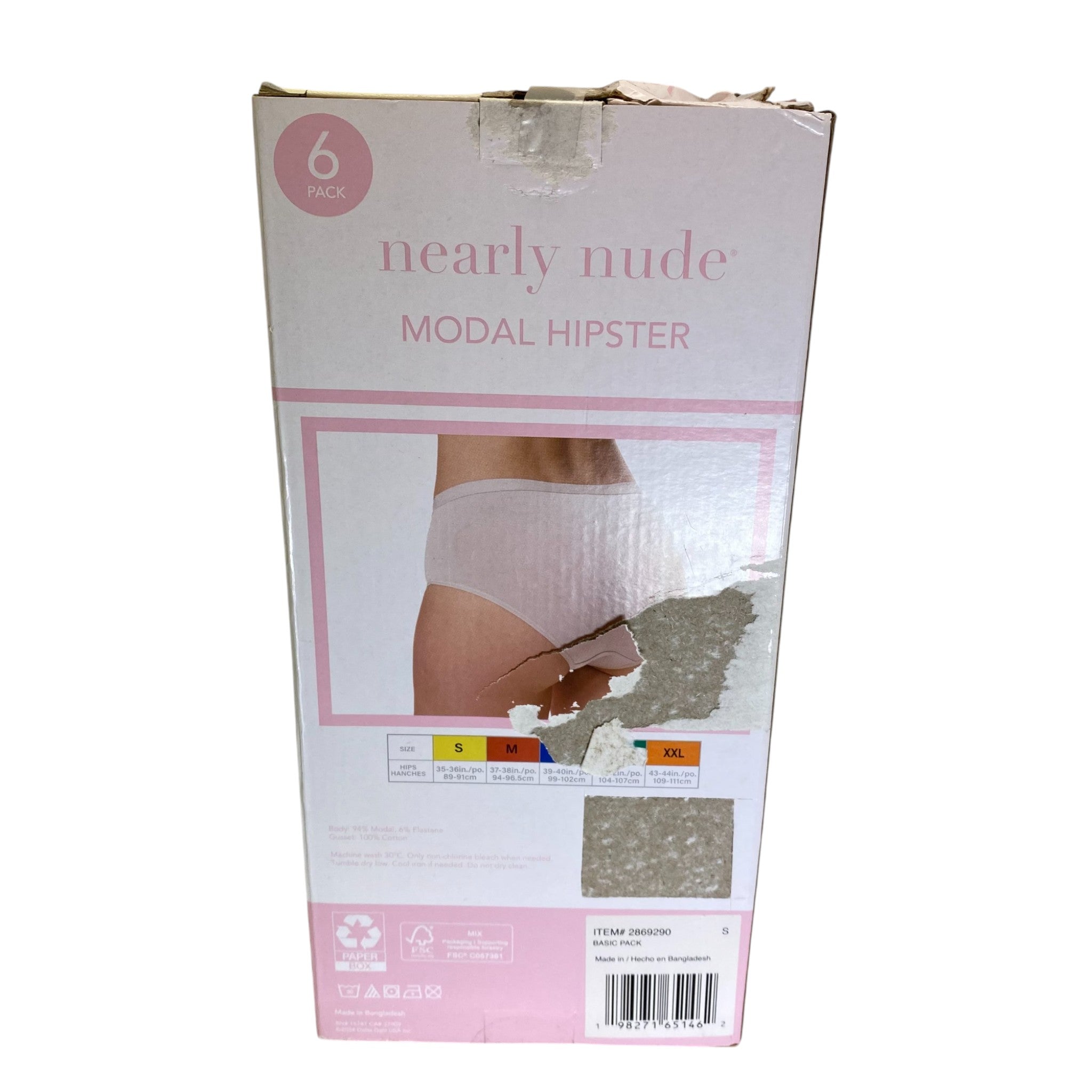 Nearly Nude 6x Women's Modal Hipster Briefs SIZE - Small