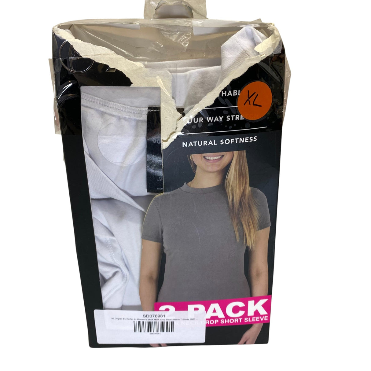 90 Degree By Reflex 2x Women's Mock Neck Crop Short Sleeve T-Shirts SIZE - Extra Large