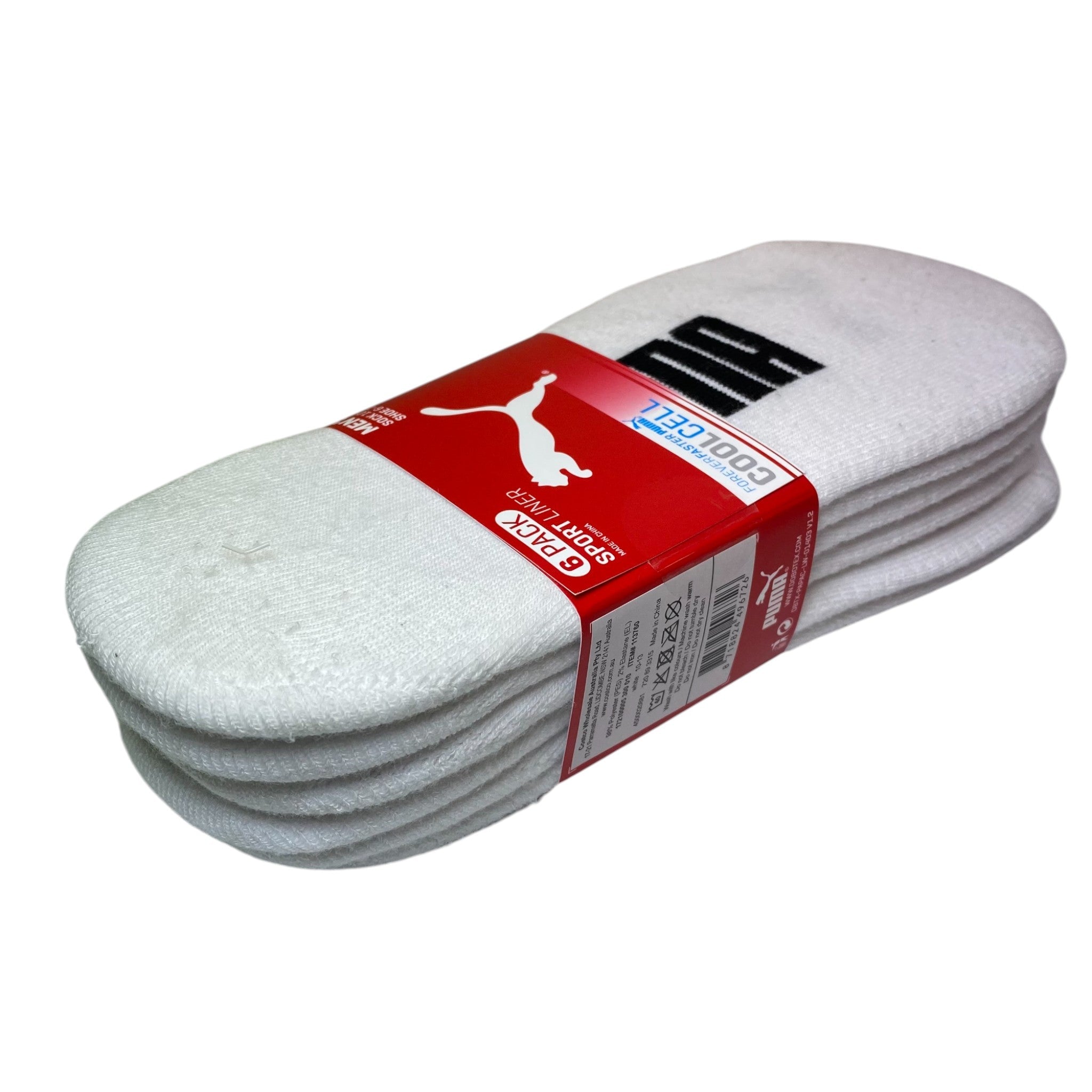 Puma 6x Men's Sport Liner Socks - Size 10-13 - Slightly Marked