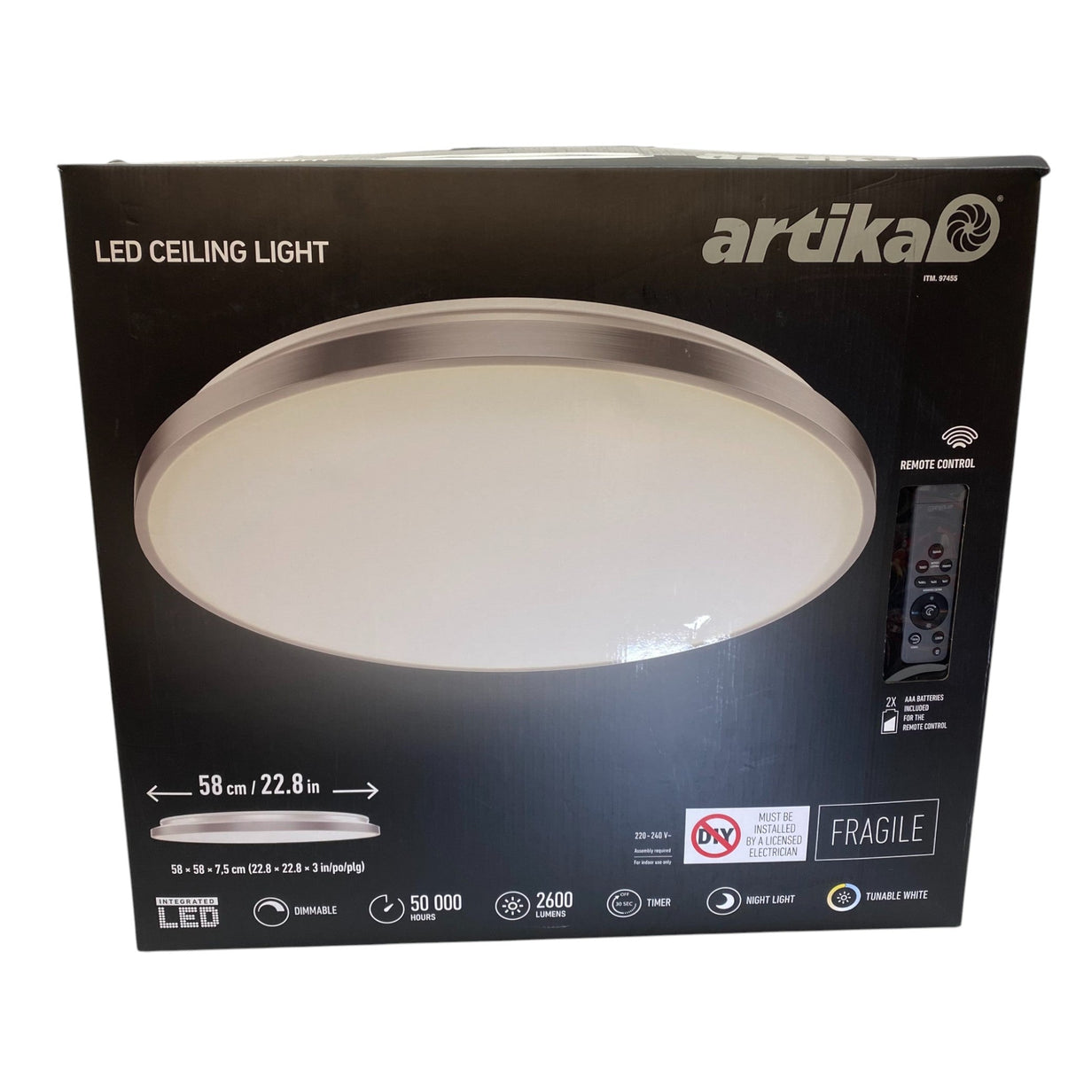 Artika Jupiter LED Ceiling Light with Remote Control 58cm