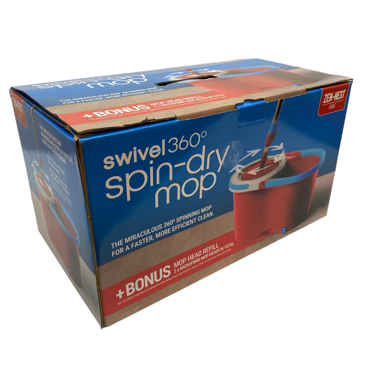 Zen-Nest Home Swivel 360 Spin-Dry Mop With Bonus Mop Head Refill