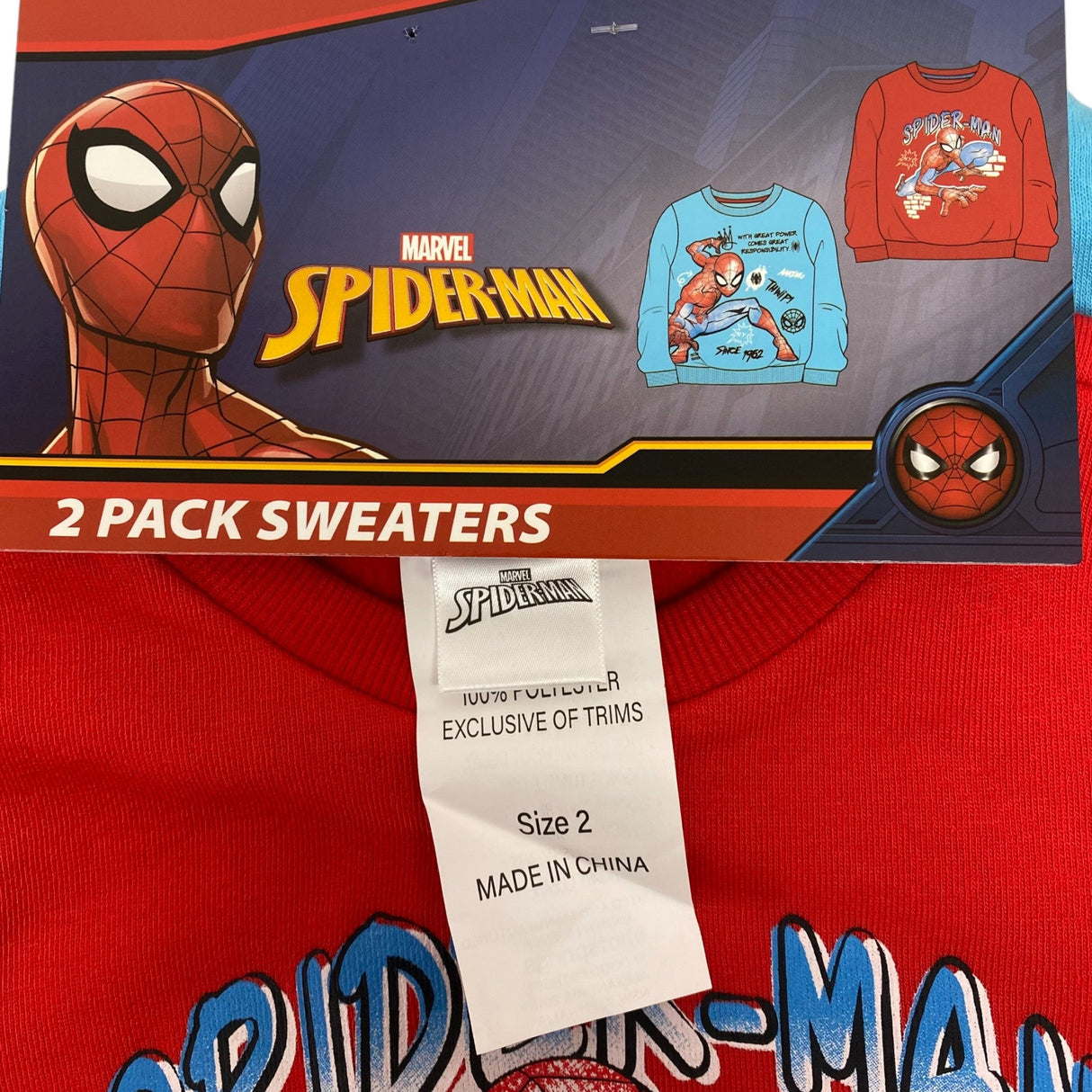 Marvel 2x Boys Spider-Man Sweaters SIZE - 2