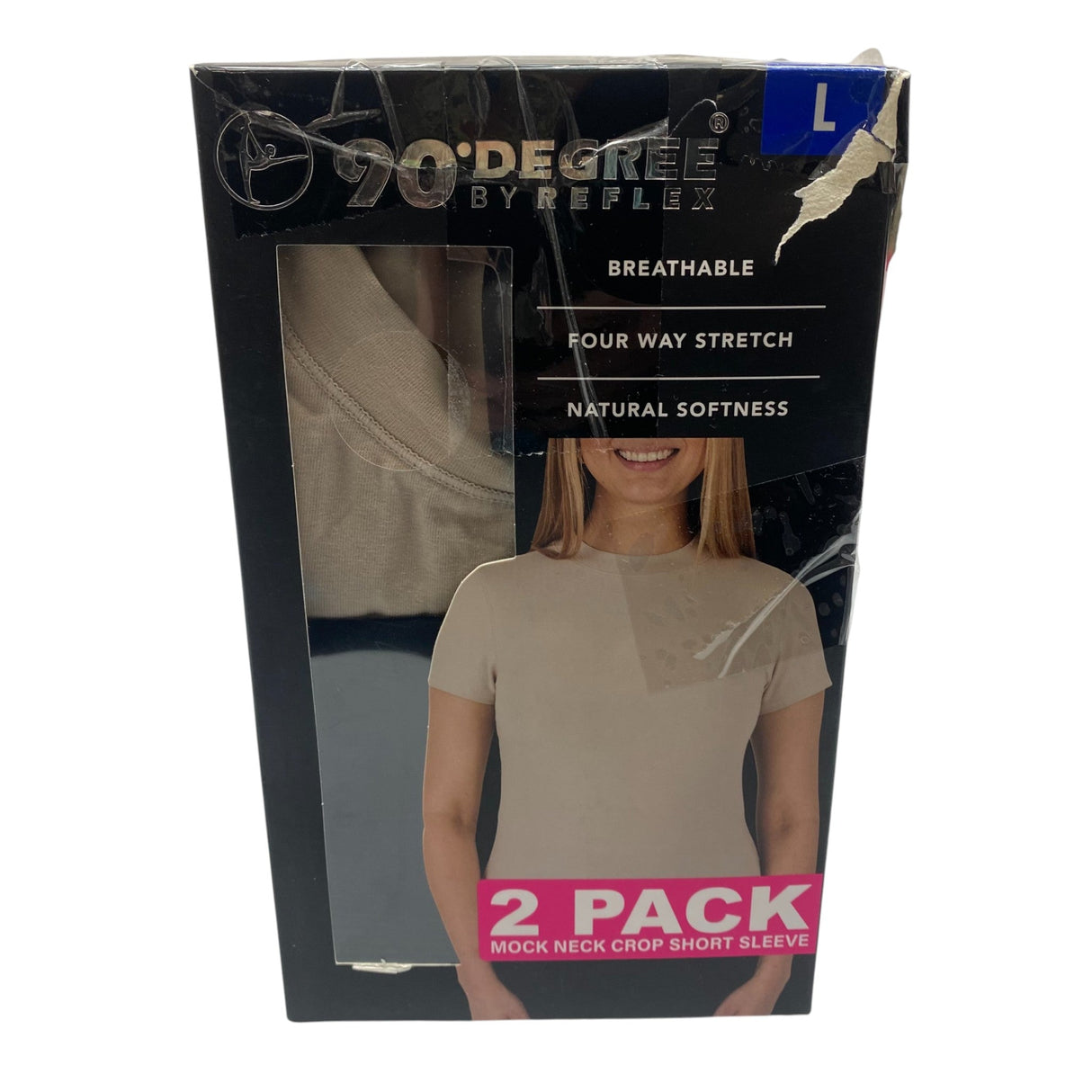 90 Degree By Reflex 2x Women's Mock Neck Crop Short Sleeve T-Shirts SIZE - Large