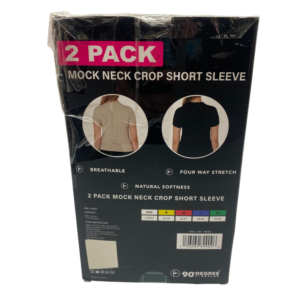 90 Degree By Reflex 2x Women's Mock Neck Crop Short Sleeve T-Shirts SIZE - Large