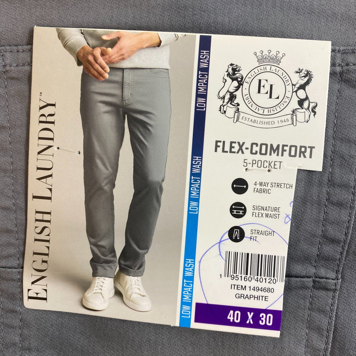 English Laundry Men's Flex Comfort 5 Pocket Pants SIZE - 40x30
