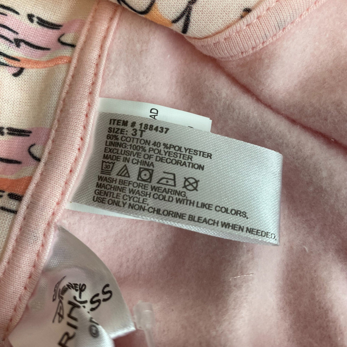 Disney Princess Girls Zip Up Hoodie - Size 3T SIZE - 3