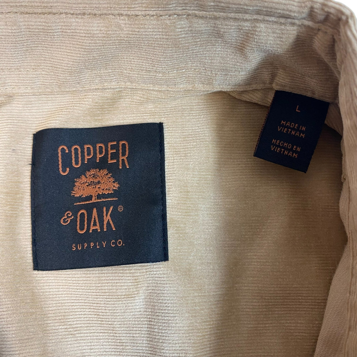 Copper & Oak Men's Lightweight Corduroy Button Up Shirt SIZE - Large