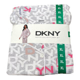 DKNY Women's 2 Piece Notched Collar Pyjama Set - Light Grey SIZE - Extra Large
