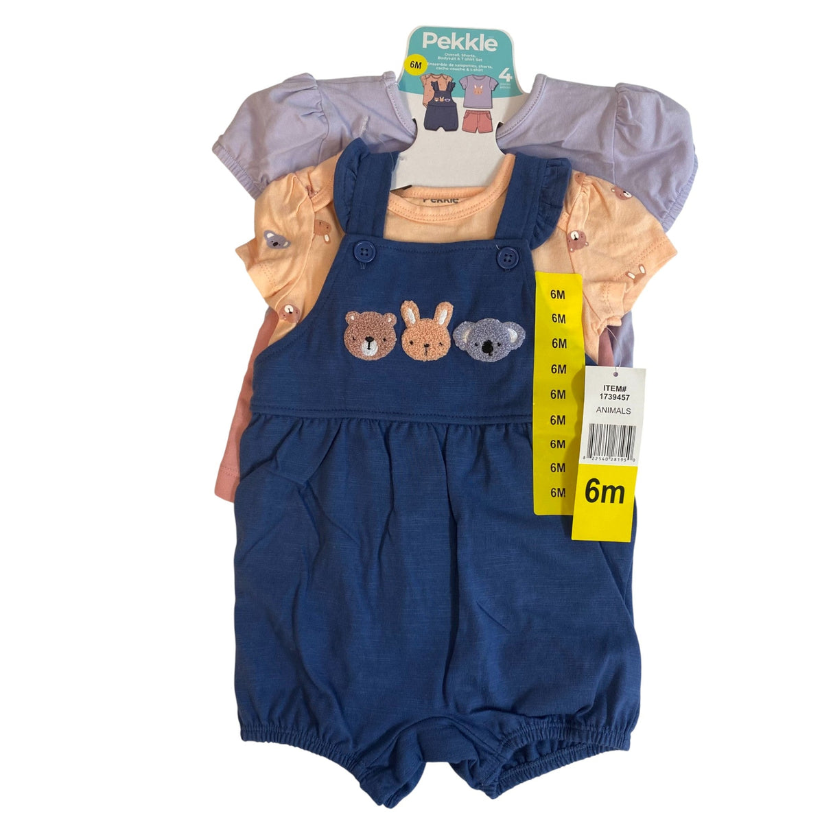 Pekkle Girls 4 Piece Clothing Set - Animals - Size 6M