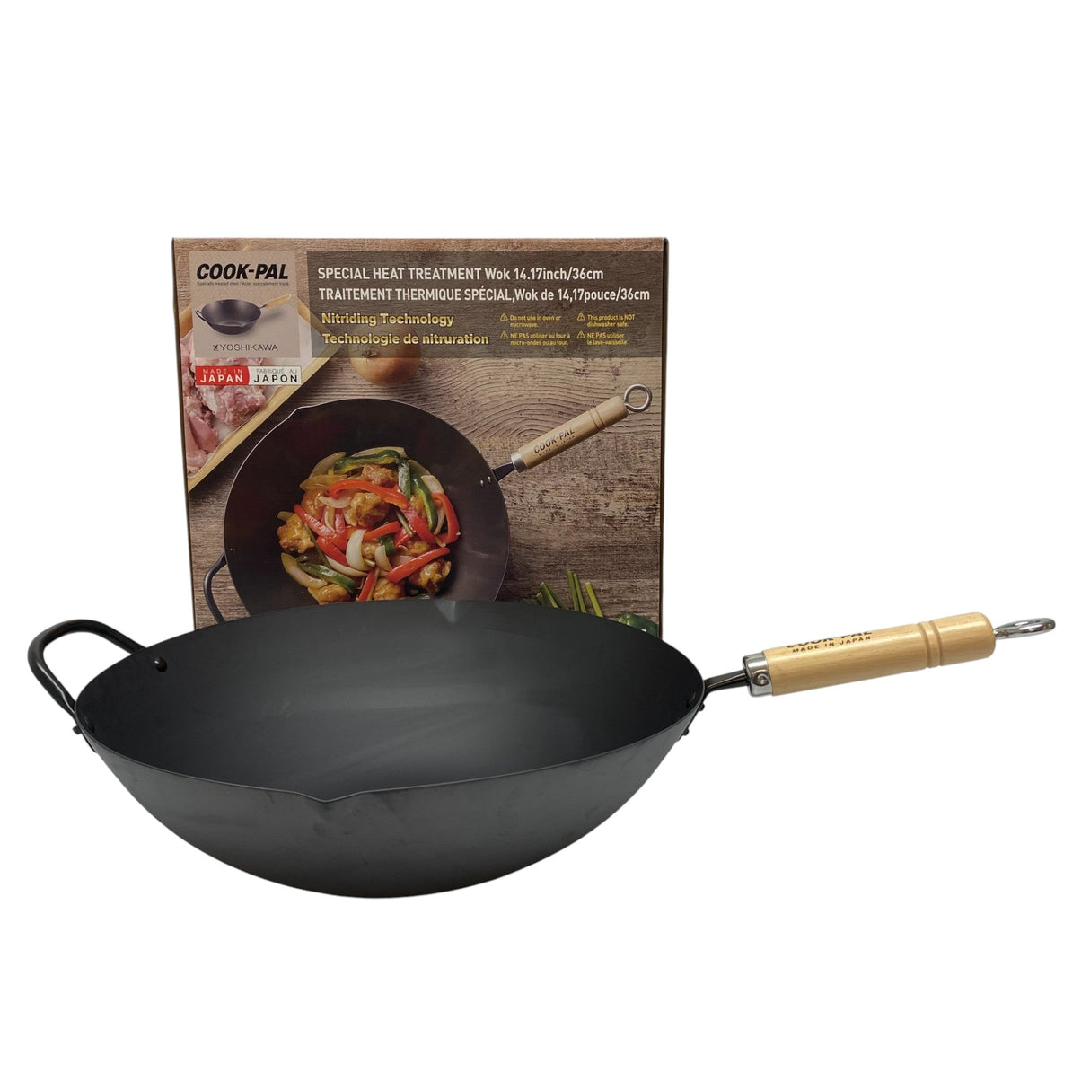 Yoshikawa Carbon Steel Cook-Pal Wok 36cm