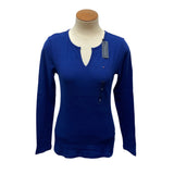 Tommy Hilfiger Women's Notched Collar Long Sleeve Tee SIZE - Medium